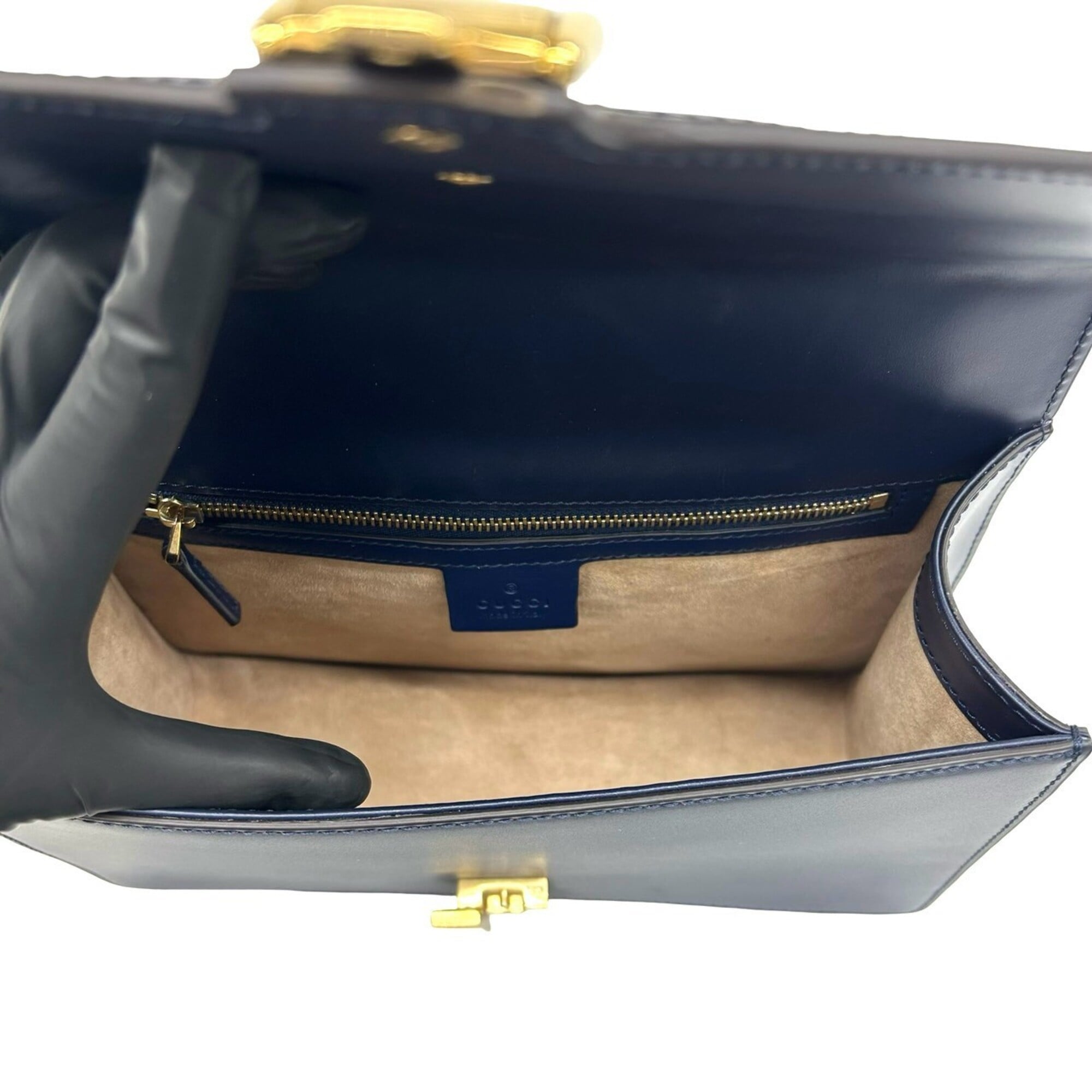Gucci Green Navy Red Color Leather Shoulder Bag (Pre-Owned)