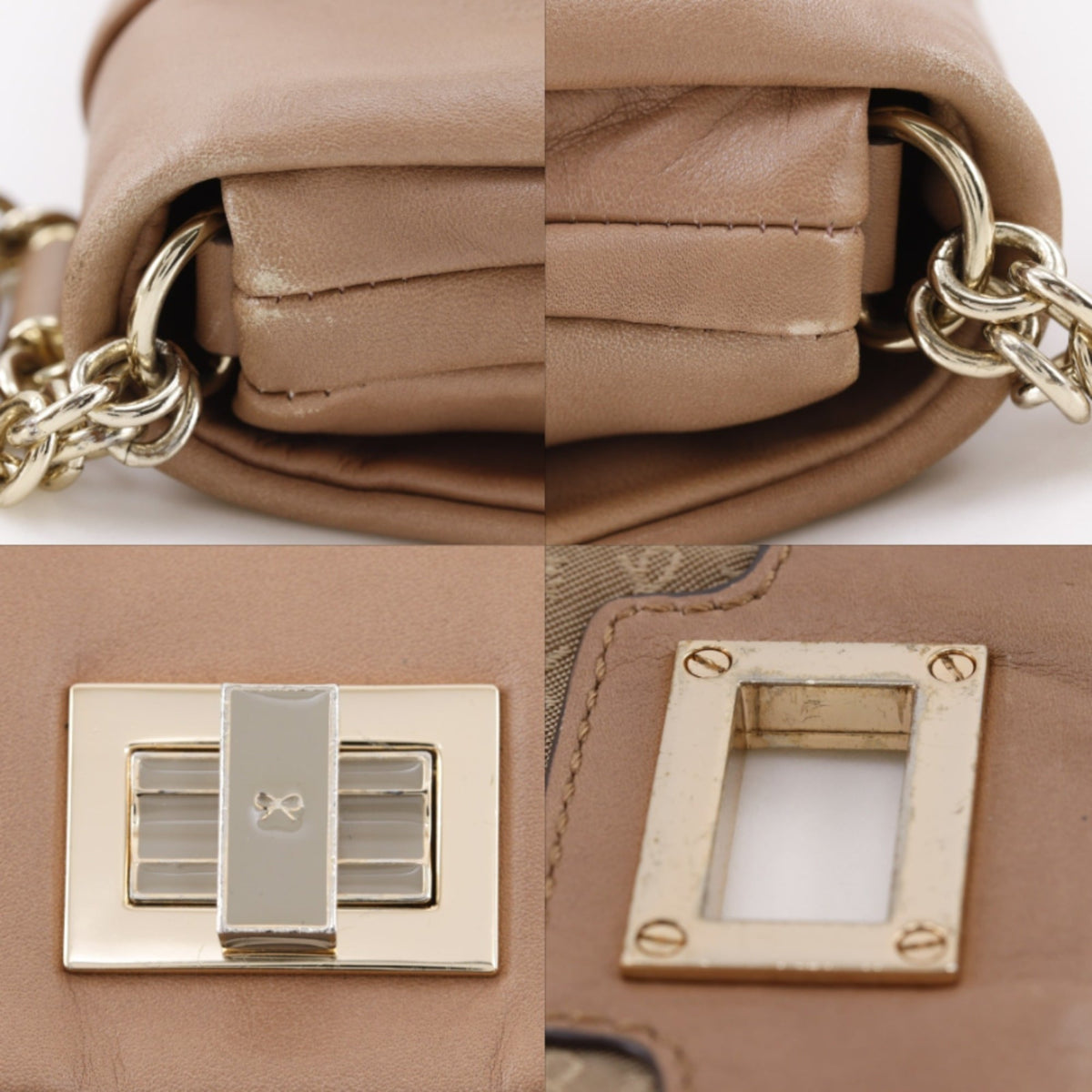 Anya Hindmarch Beige Leather Shoulder Bag (Pre-Owned)