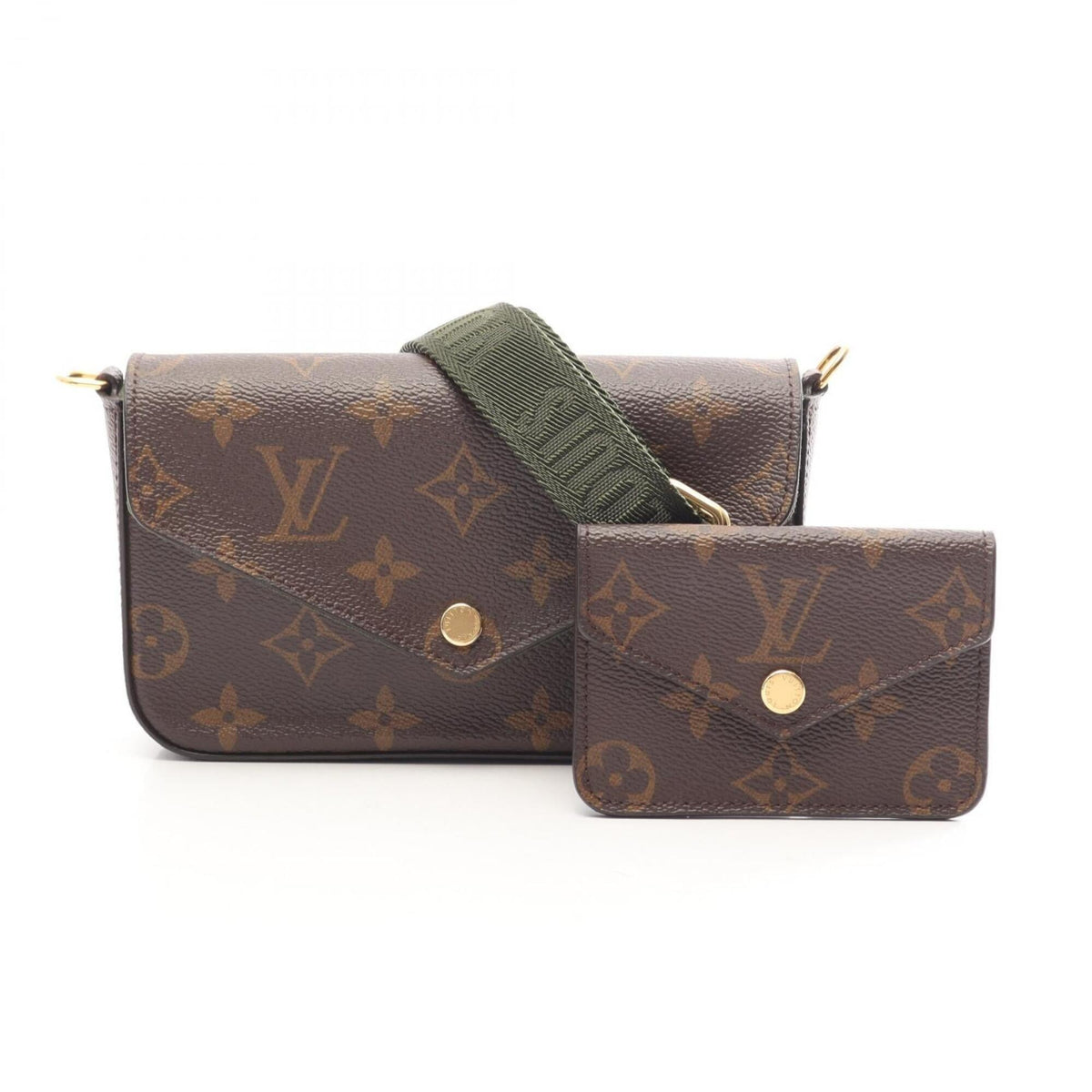 Louis Vuitton Brown Green Pvc Handbag Pochette Shoulder Bag (Pre-Owned)