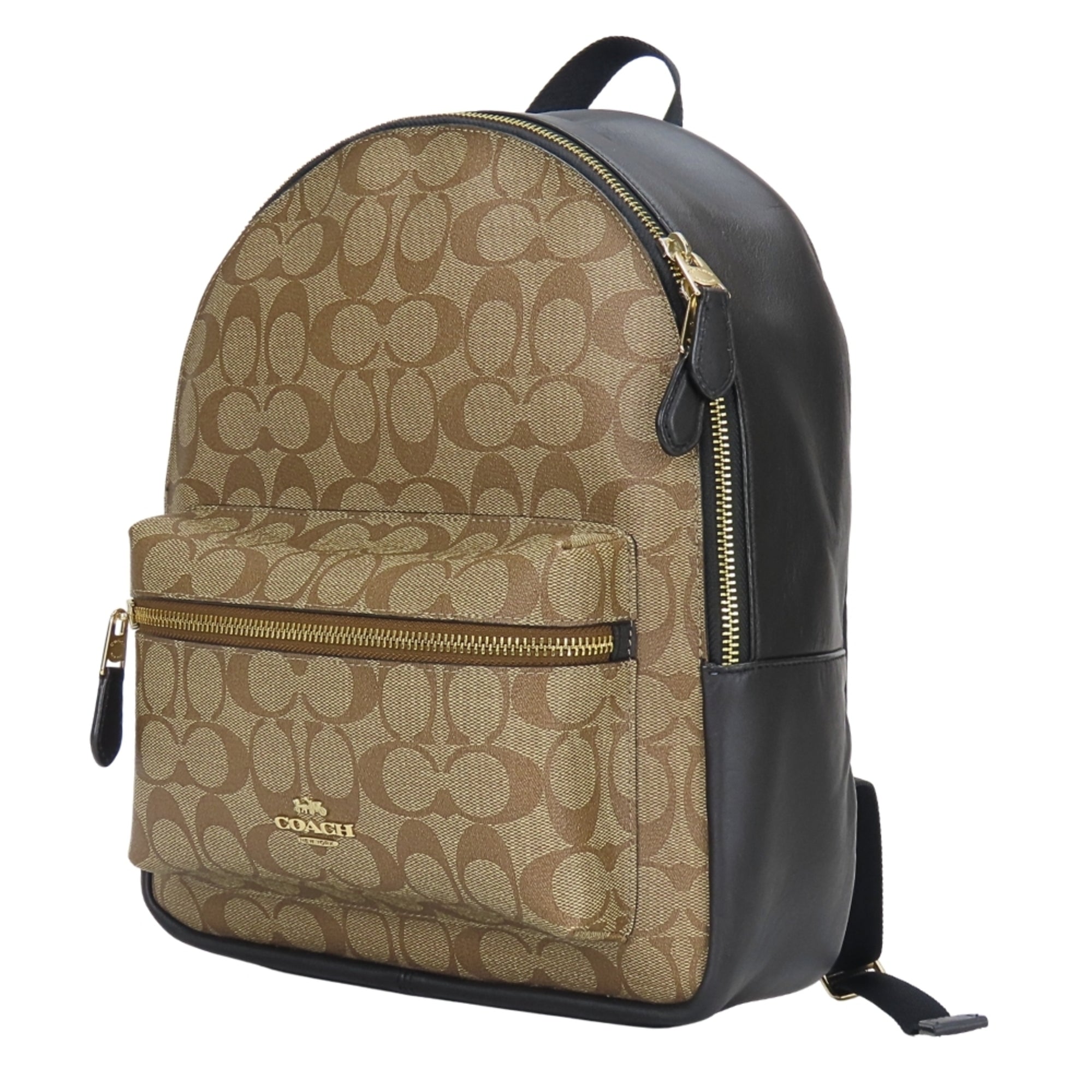 Coach Signature Black Brown Pvc Leather Backpack (Pre-Owned)