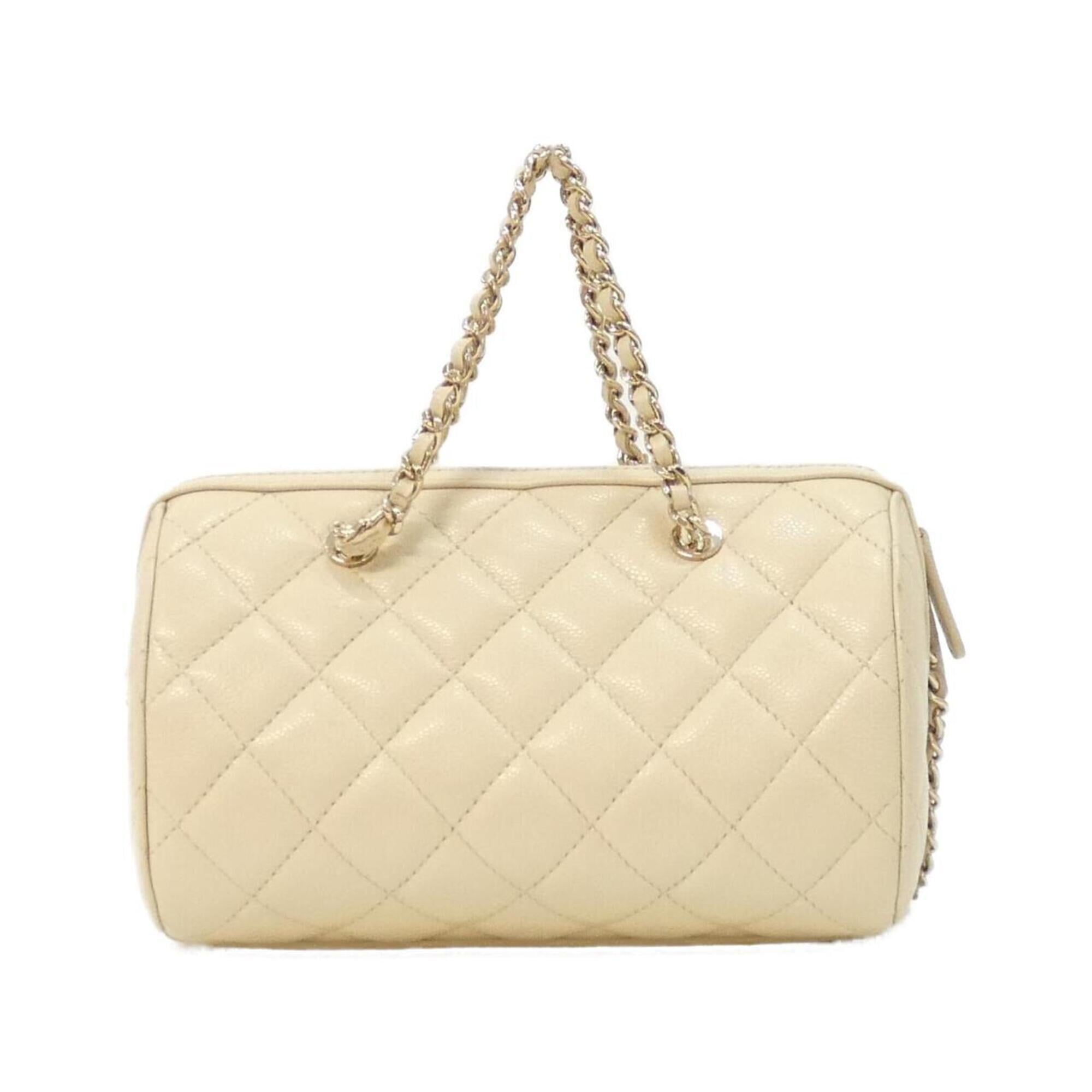 Chanel Beige Grained Calfskin Handbag (Pre-Owned)