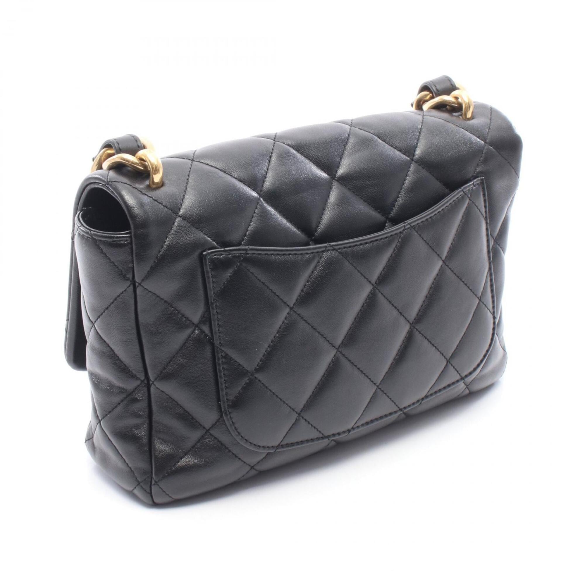 Chanel Black Leather Handbag Shoulder Bag (Pre-Owned)