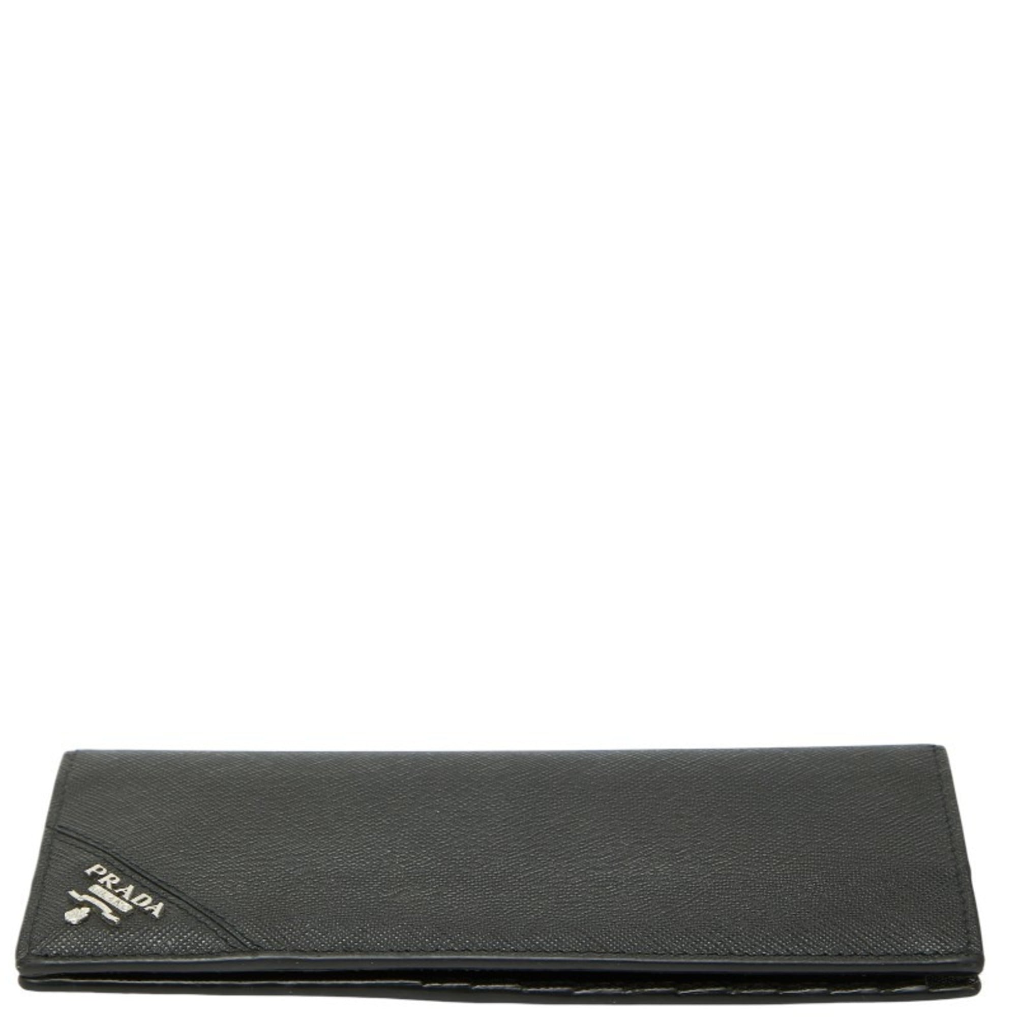 Prada Black Nero Leather Long Wallet (Bi-Fold) (Pre-Owned)