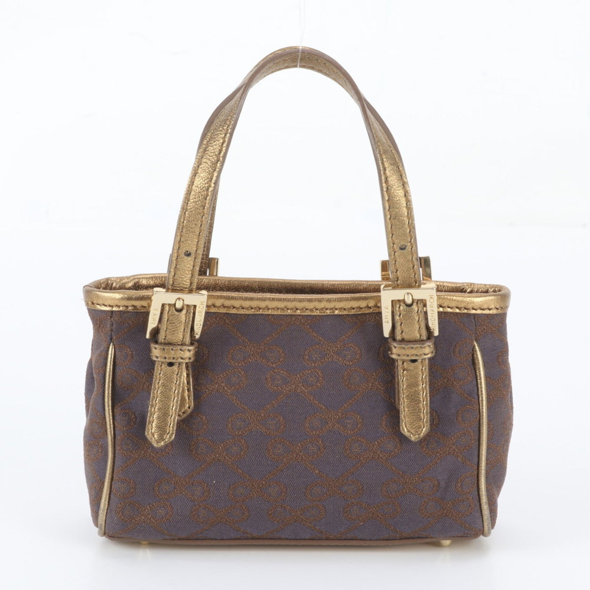 Anya Hindmarch Brown Leather Canvas Handbag Tote Bag (Pre-Owned)