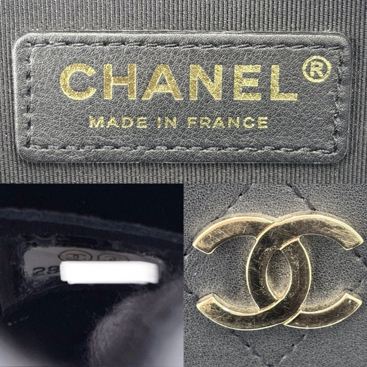 Chanel Black Leather Handbag Pochette Shoulder Bag (Pre-Owned)