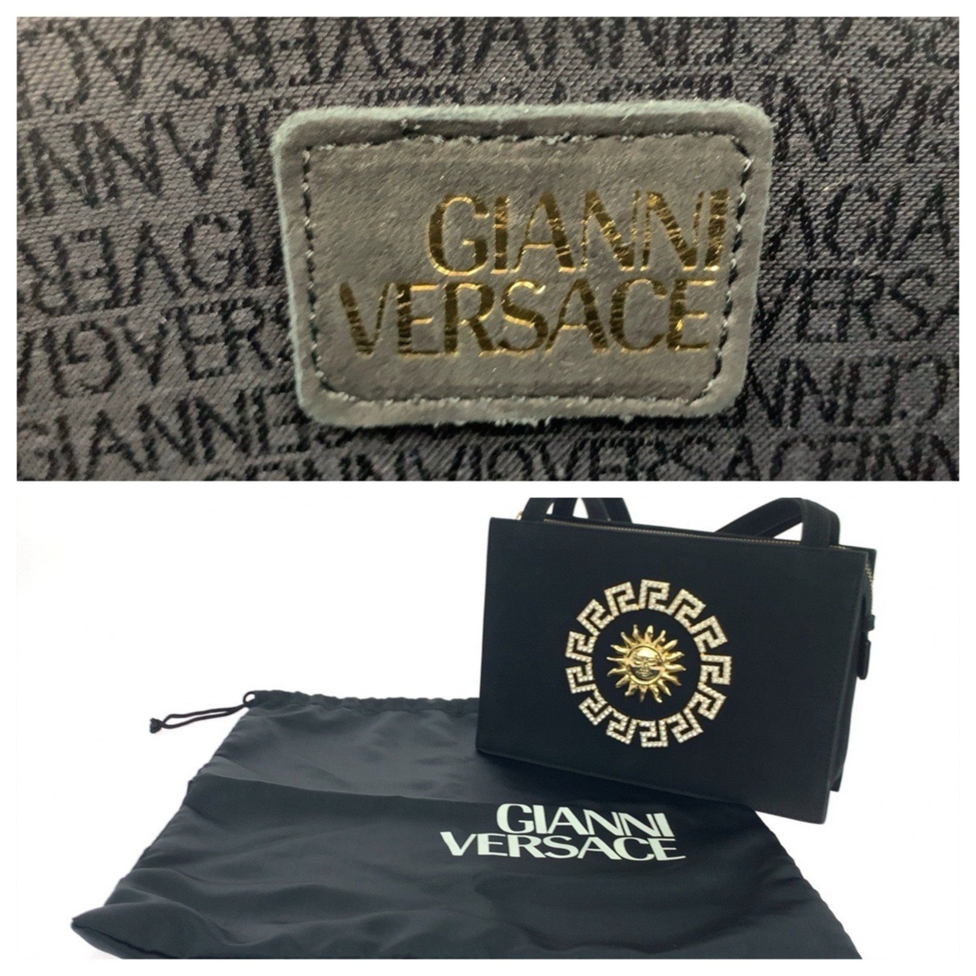 Versace Black Suede Shoulder Bag Tote Bag (Pre-Owned)