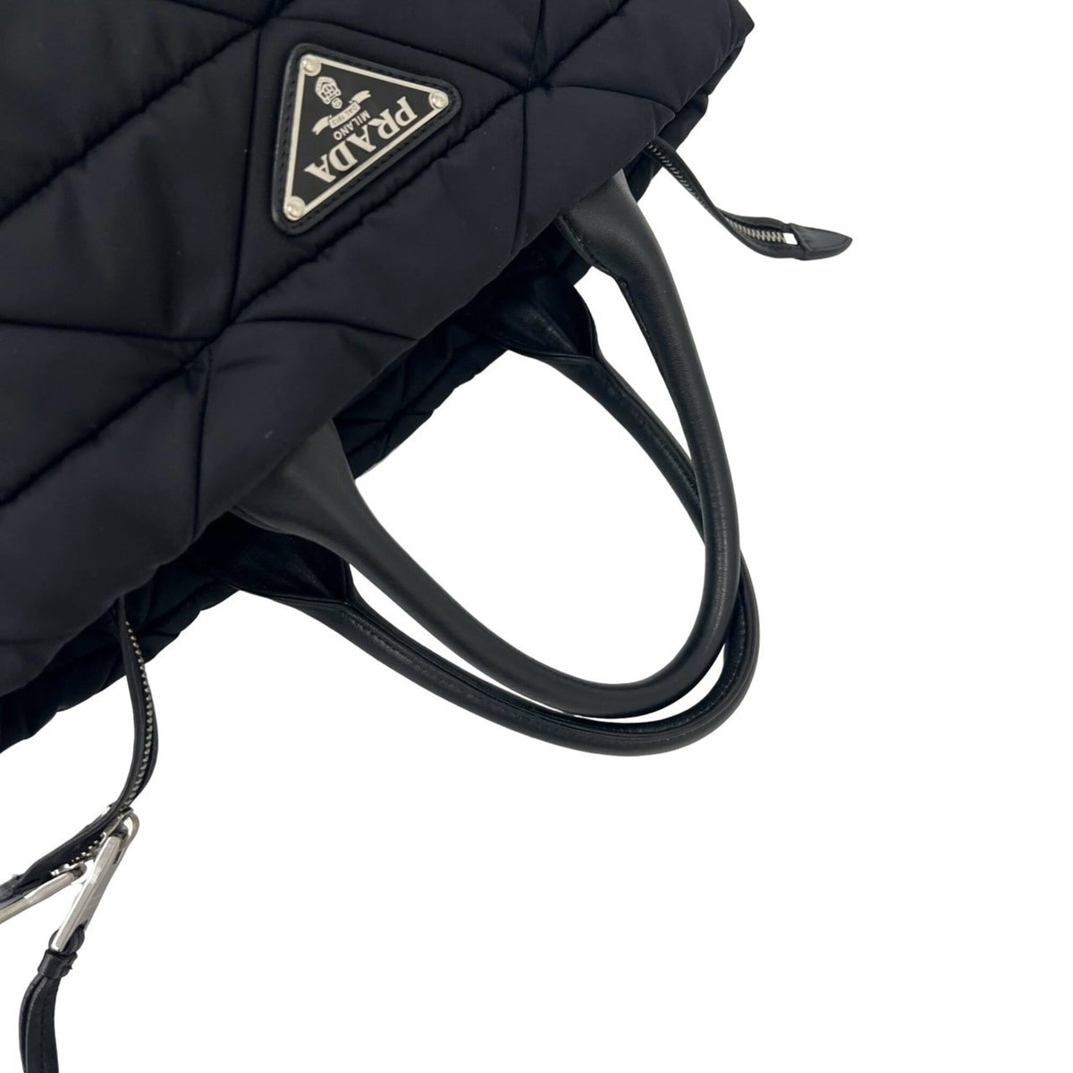 Prada Black Nylon Leather Handbag Shoulder Bag (Pre-Owned)