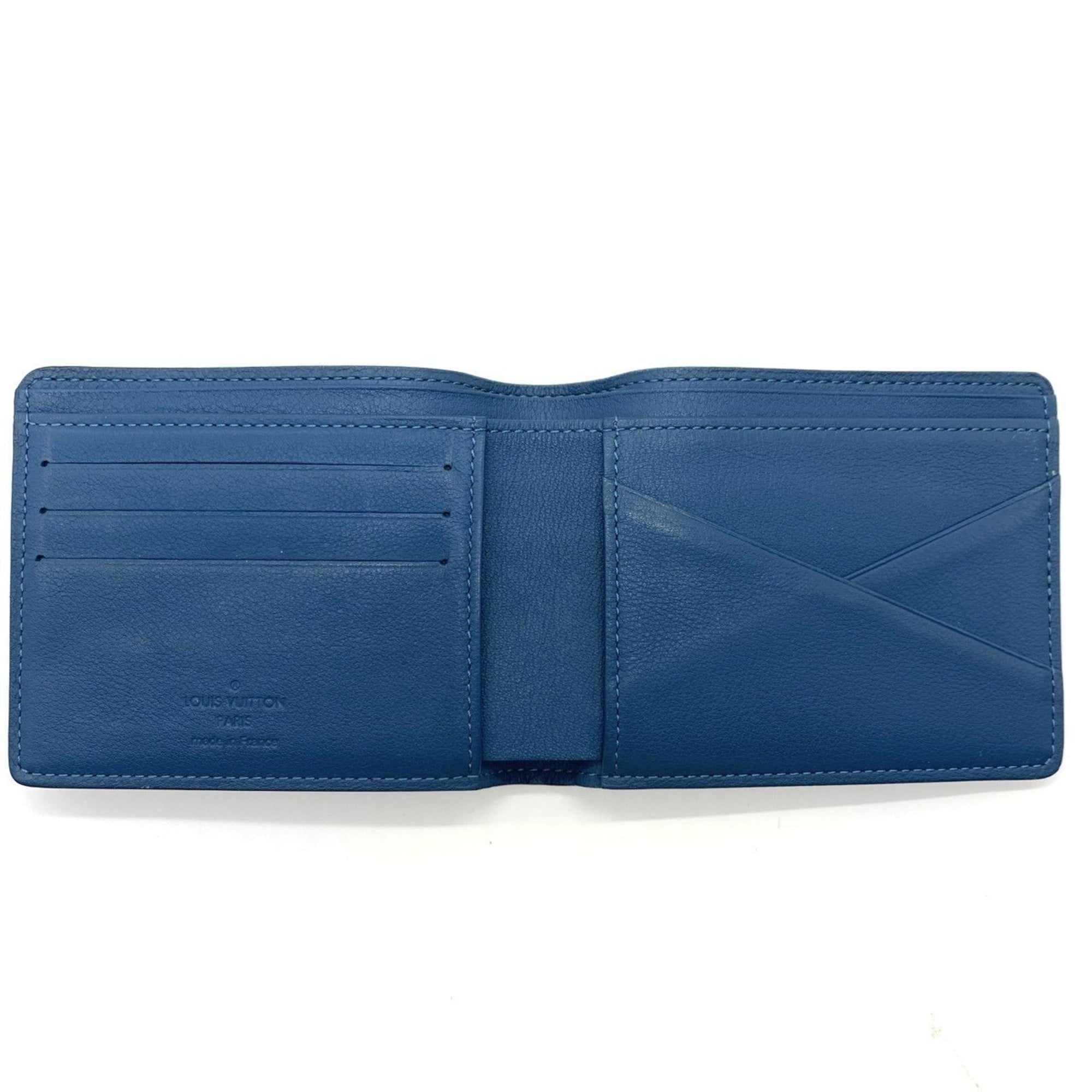 Louis Vuitton Taurillon Blue Leather Wallet (Bi-Fold) (Pre-Owned)