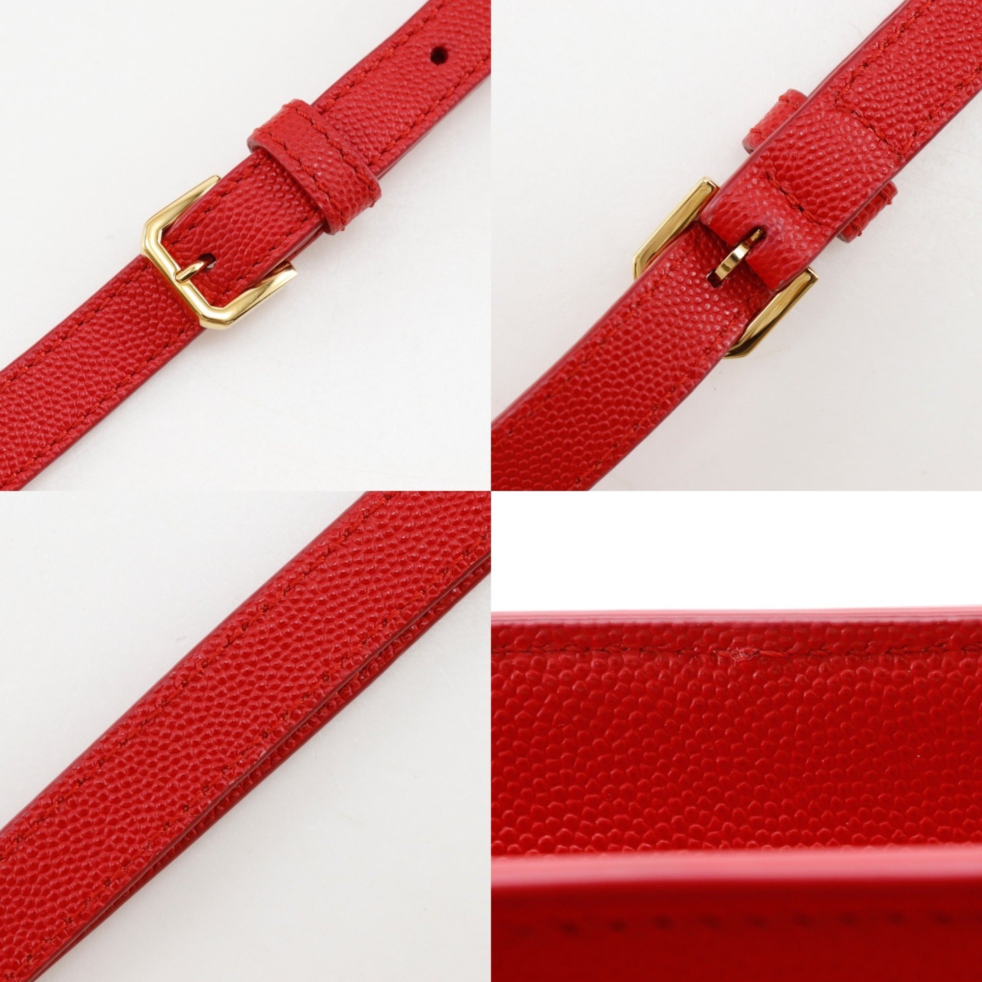 Burberry Red Color Leather Shoulder Bag (Pre-Owned)