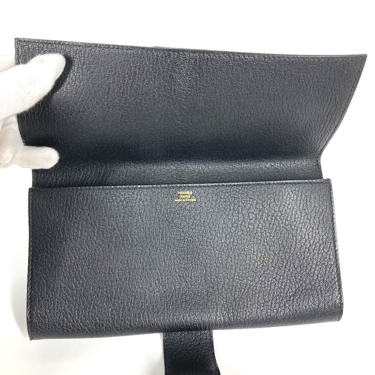 Hermes Black Leather Clutch Bag Pochette (Pre-Owned)