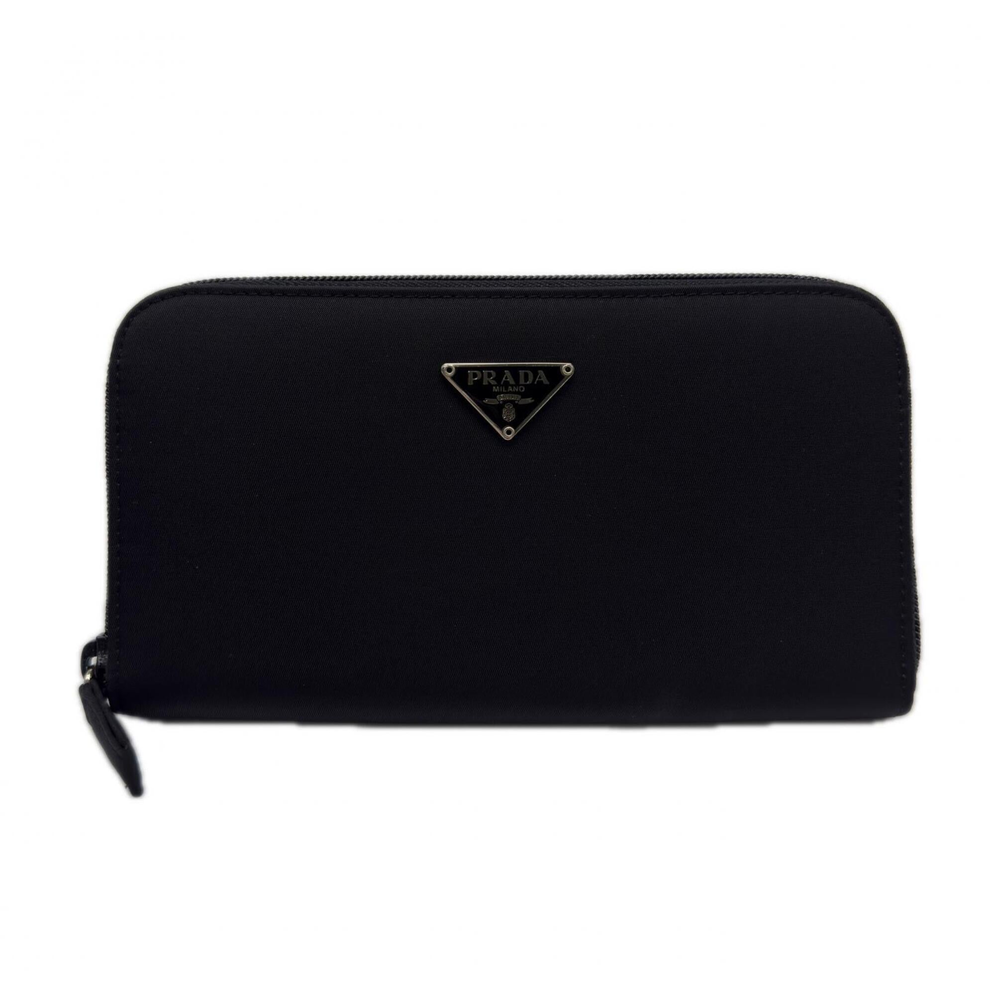 Prada Saffiano Black Nylon Saffiano Long Wallet (Bi-Fold) (Pre-Owned)