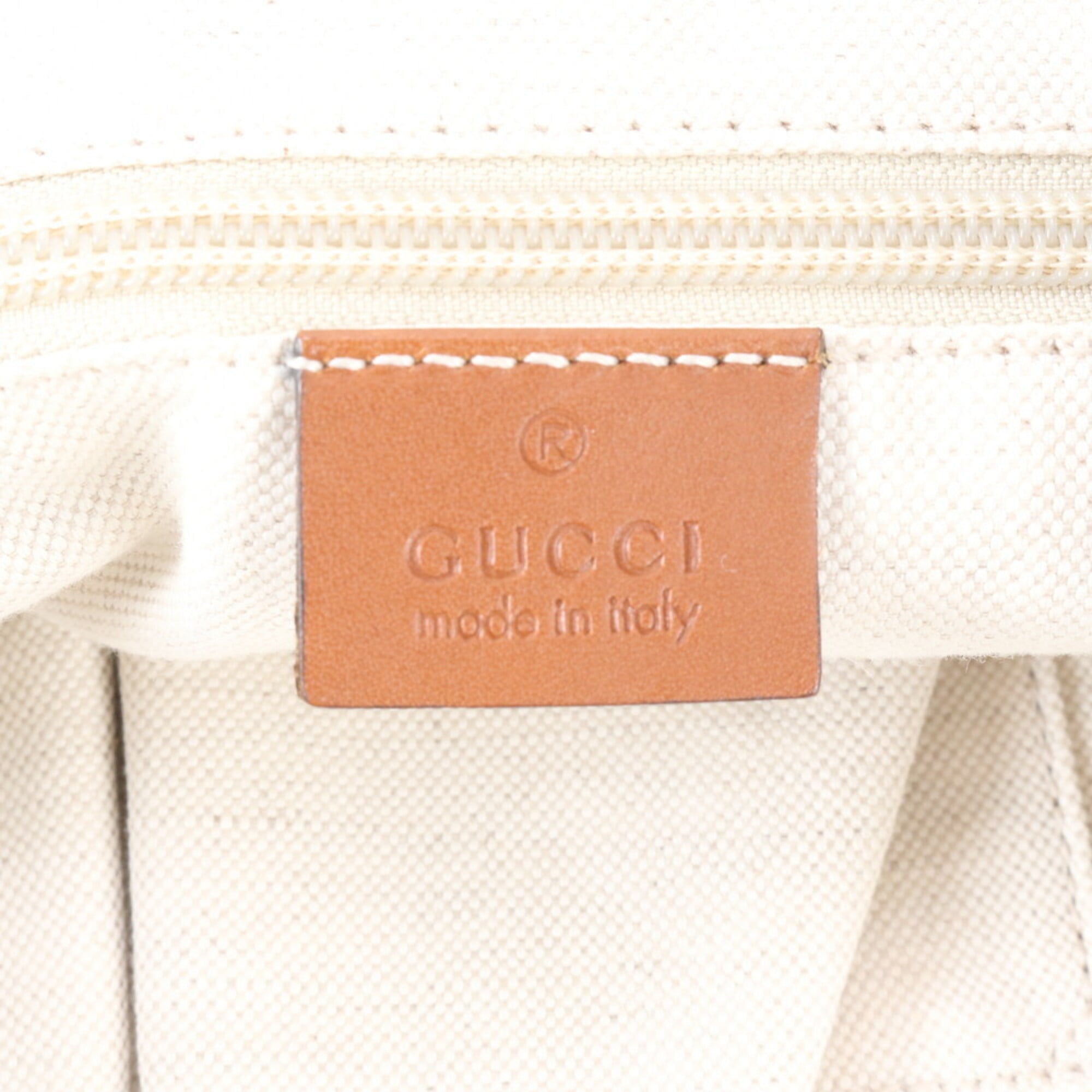 Gucci Brown Nylon Leather Handbag Tote Bag (Pre-Owned)
