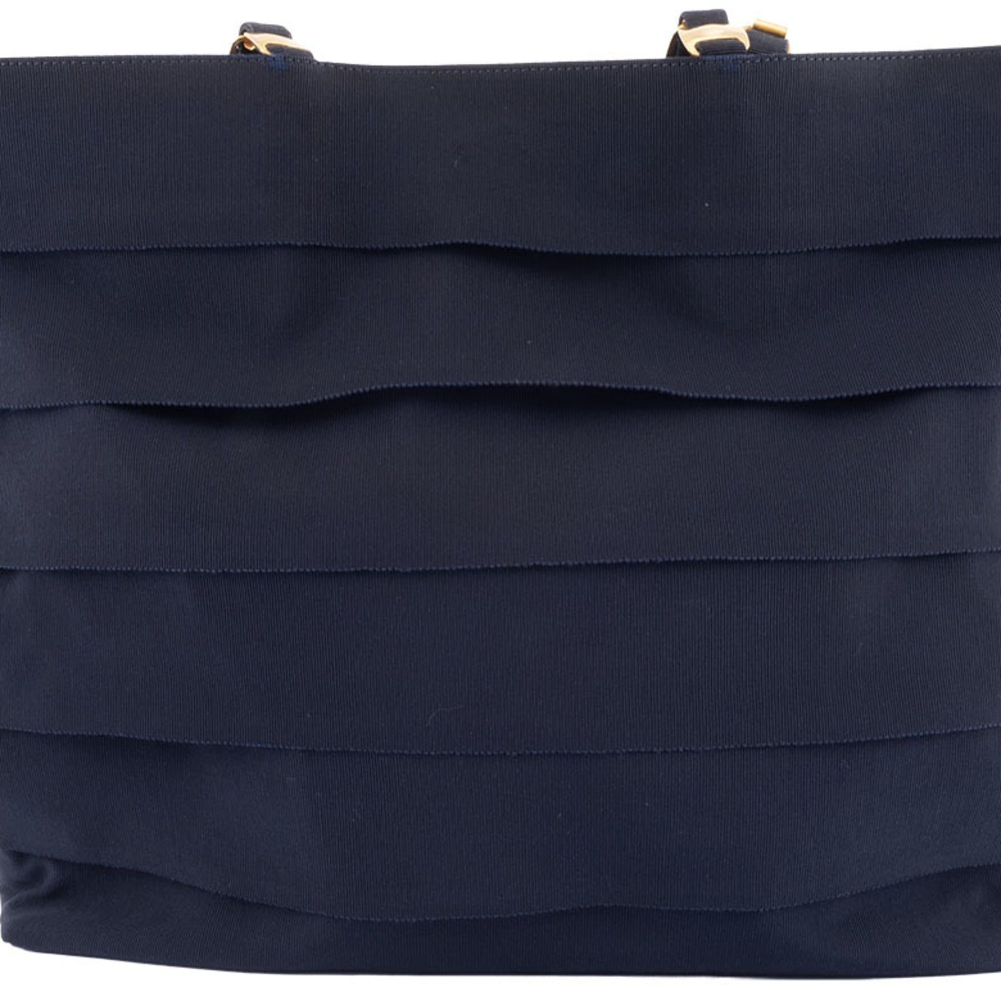 Salvatore Ferragamo Vara Navy Nylon Leather Tote Bag (Pre-Owned)