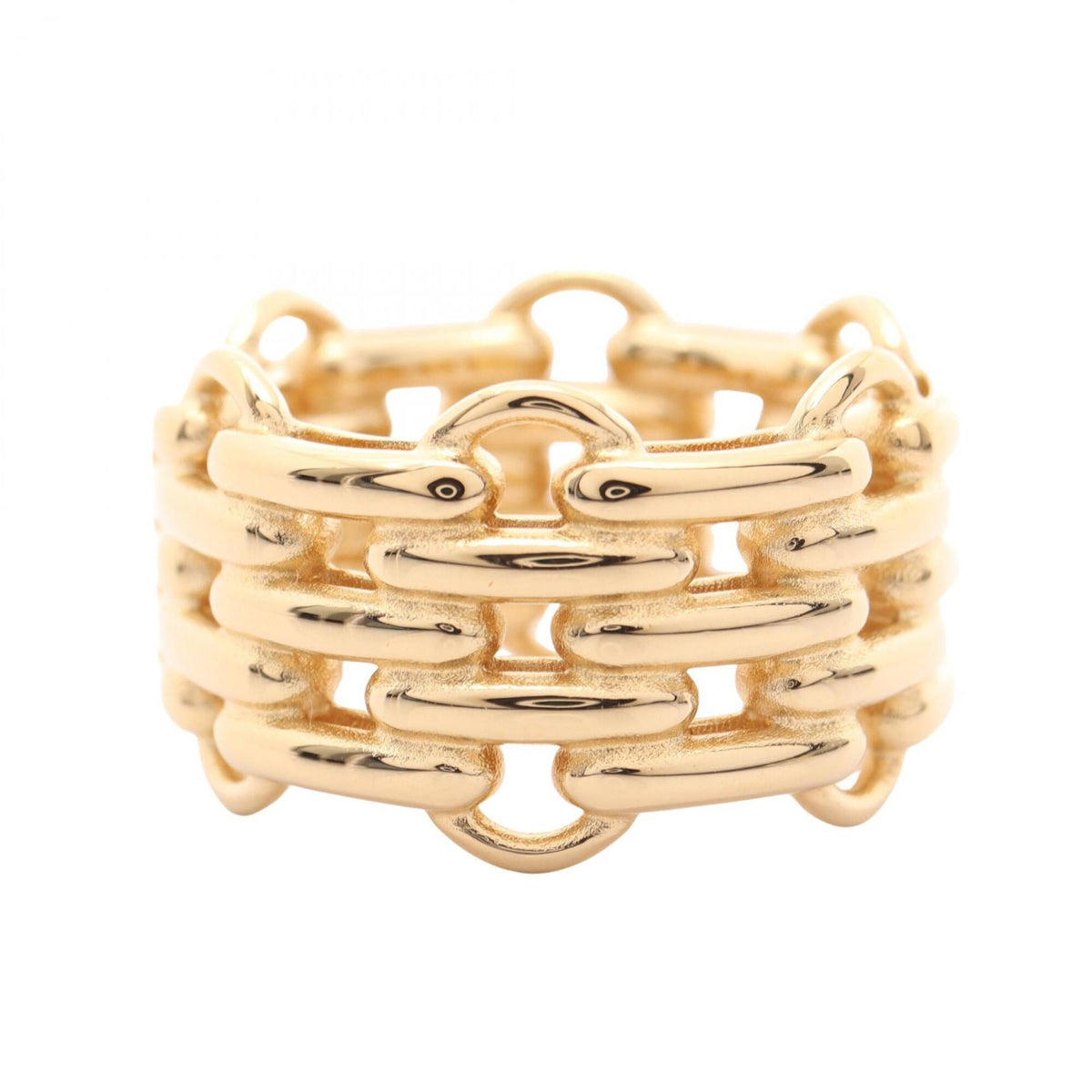 Chanel Gold Gold Plating Band Ring (Pre-Owned)
