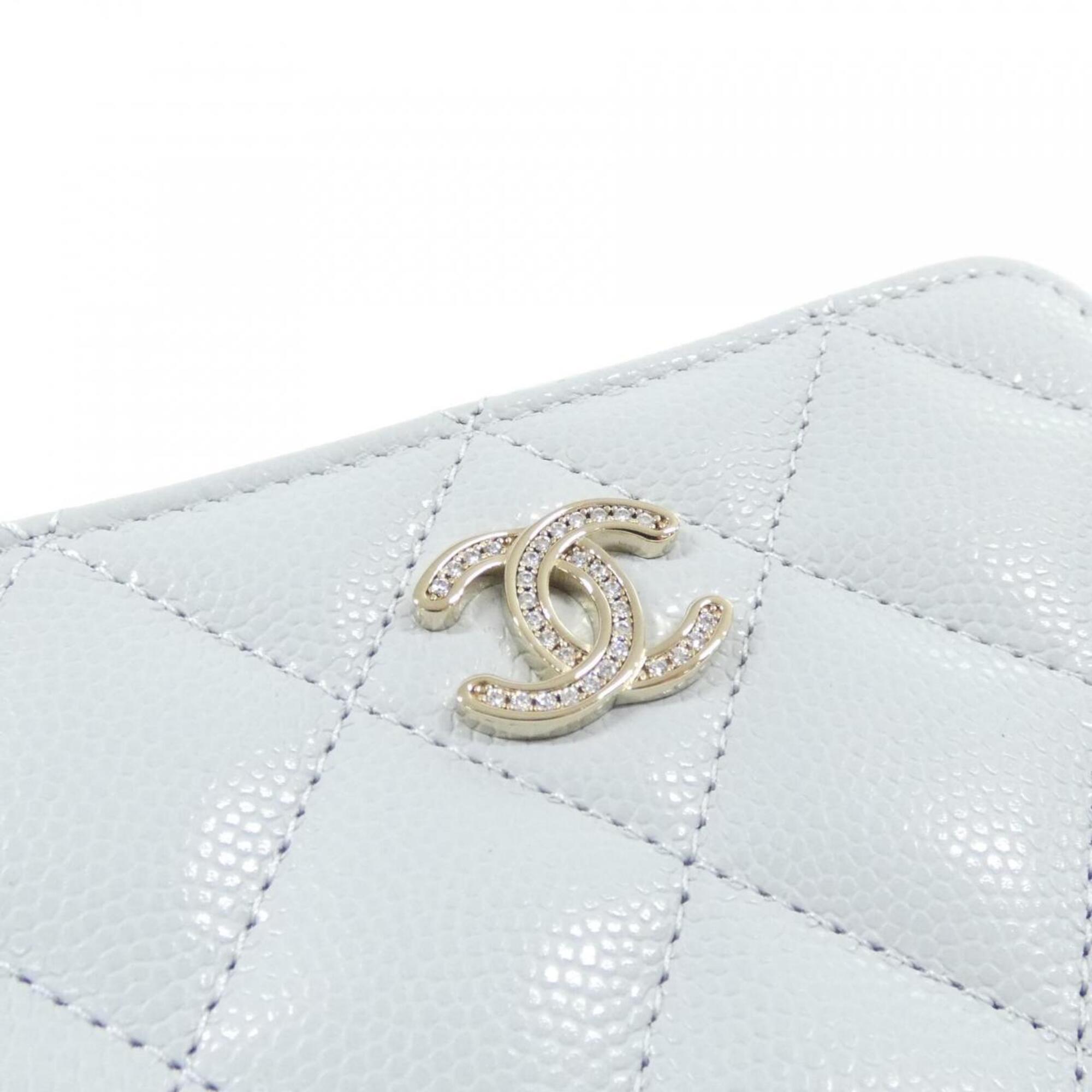 Chanel Light Blue Grained Calfskin Coin Purse/Coin Case (Pre-Owned)