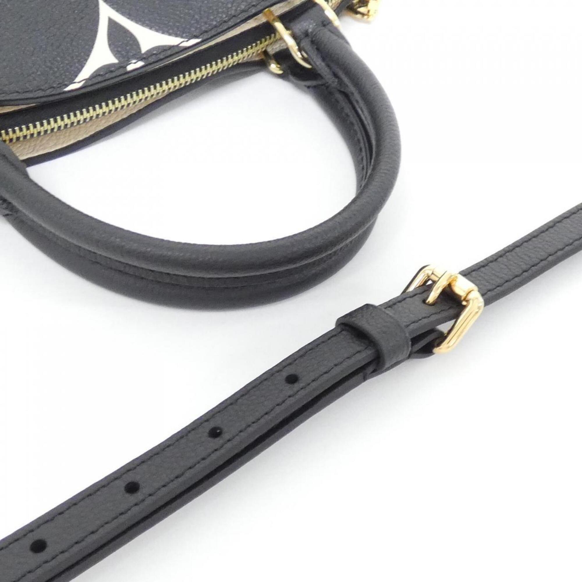Louis Vuitton Beige Black Leather Handbag (Pre-Owned)