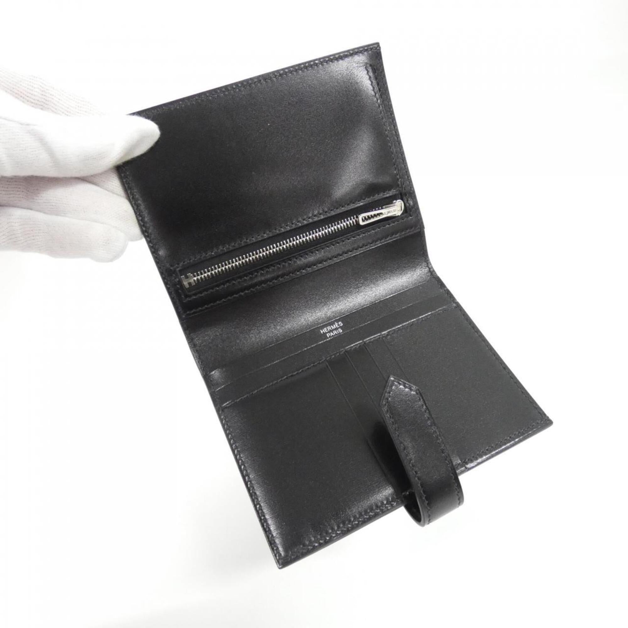 Hermes Black Box Calf Leather Wallet (Bi-Fold) (Pre-Owned)