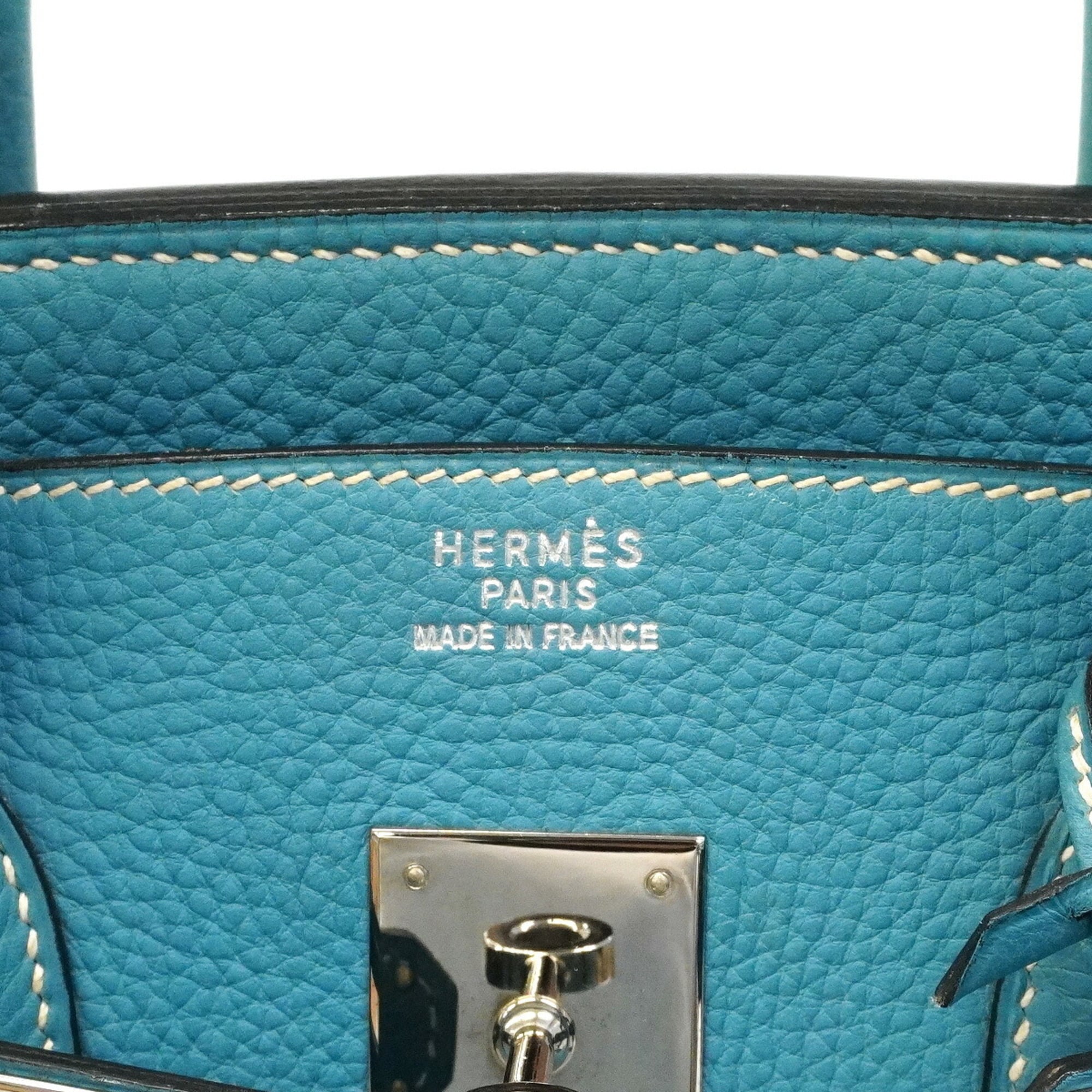 Hermes Blue Jean Togo Leather Handbag (Pre-Owned)