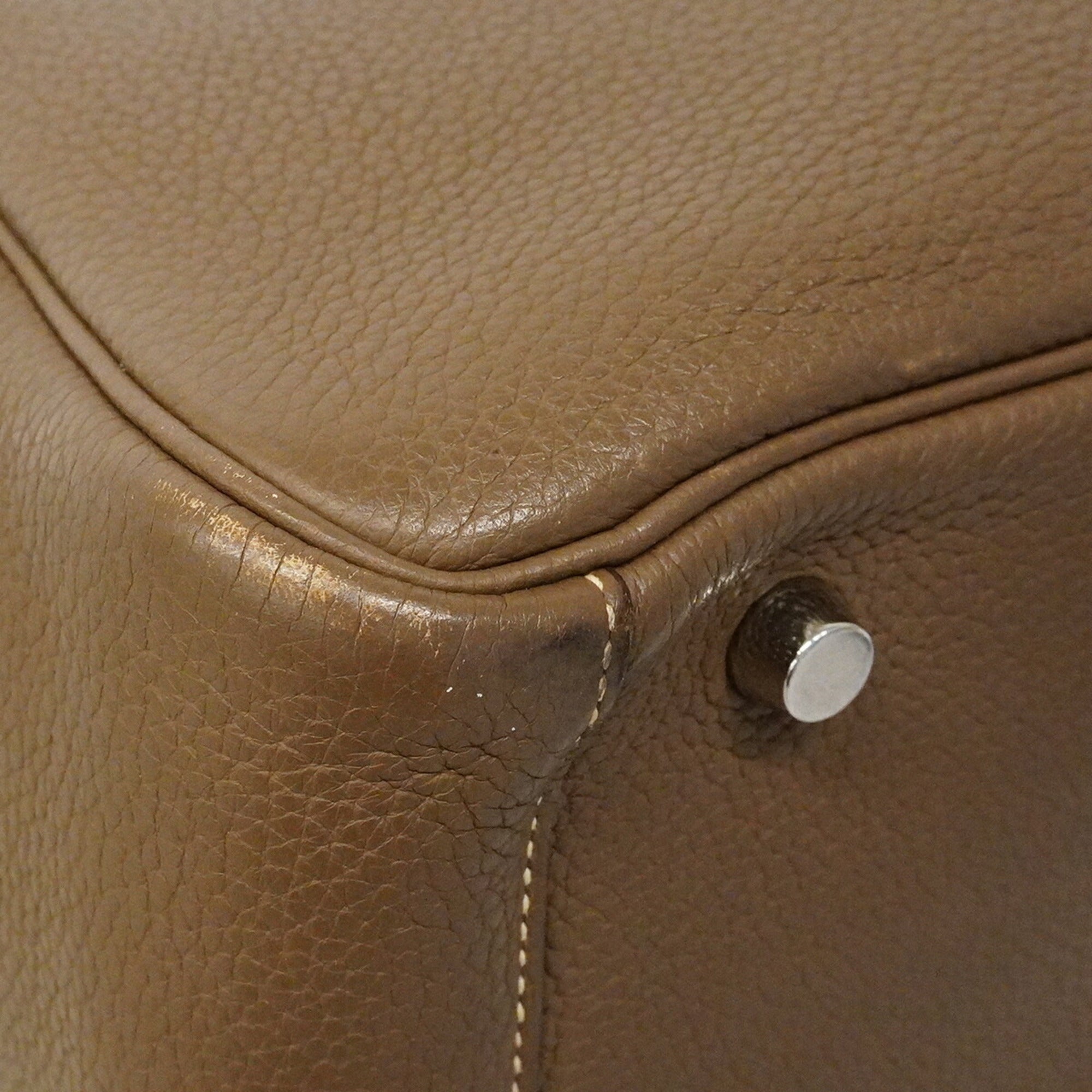 Hermes Gray Taurillon Clemence Leather Handbag (Pre-Owned)