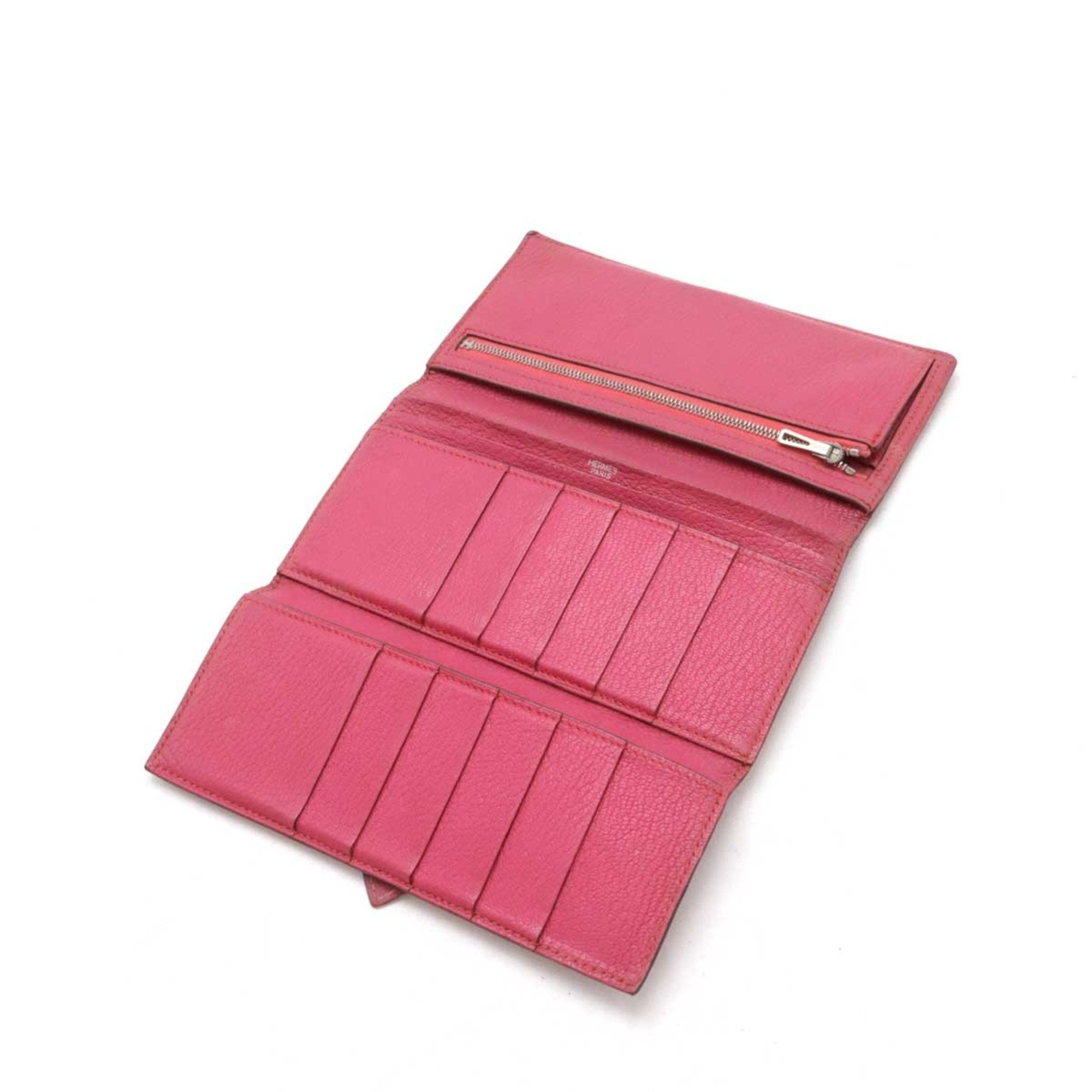 Hermes Pink Leather Long Wallet (Tri-Fold) (Pre-Owned)