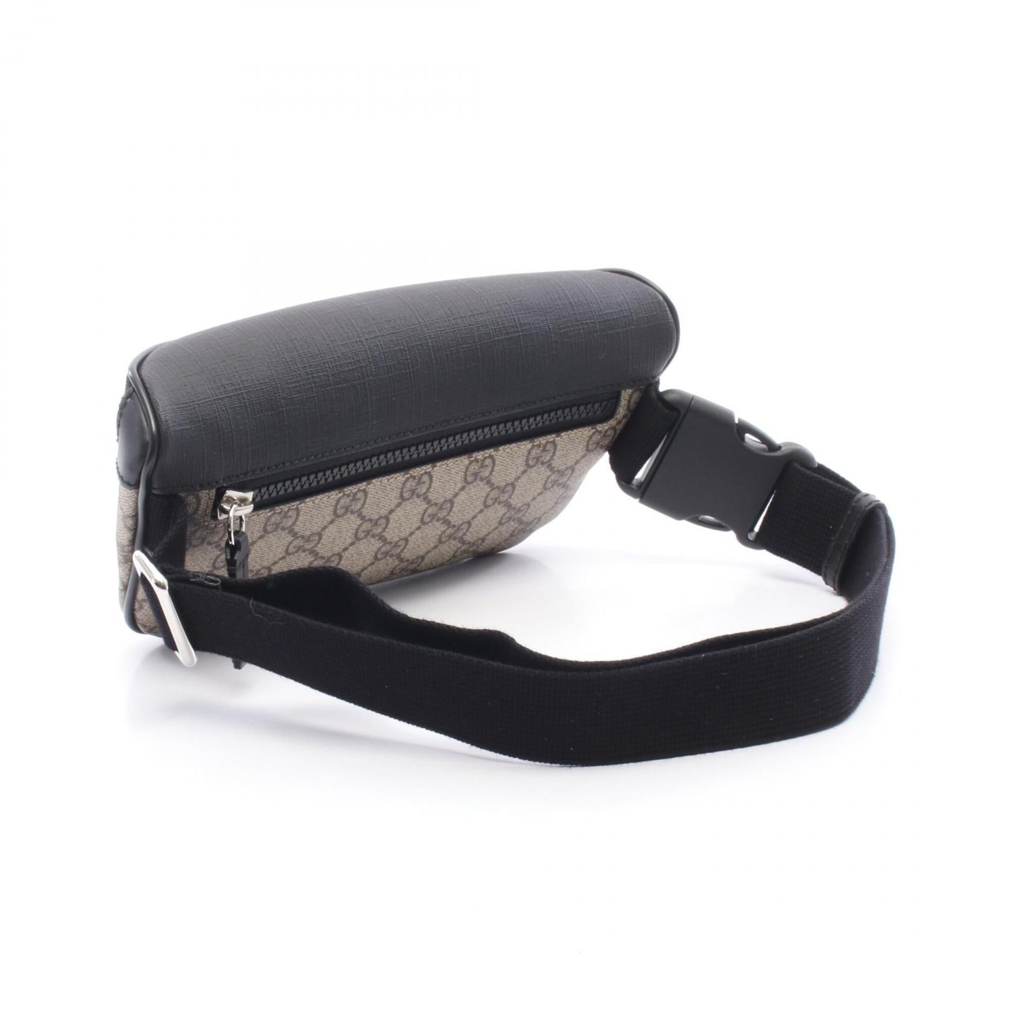 Gucci Beige Black Brown Gg Supreme Leather Fanny Pack Handbag (Pre-Owned)