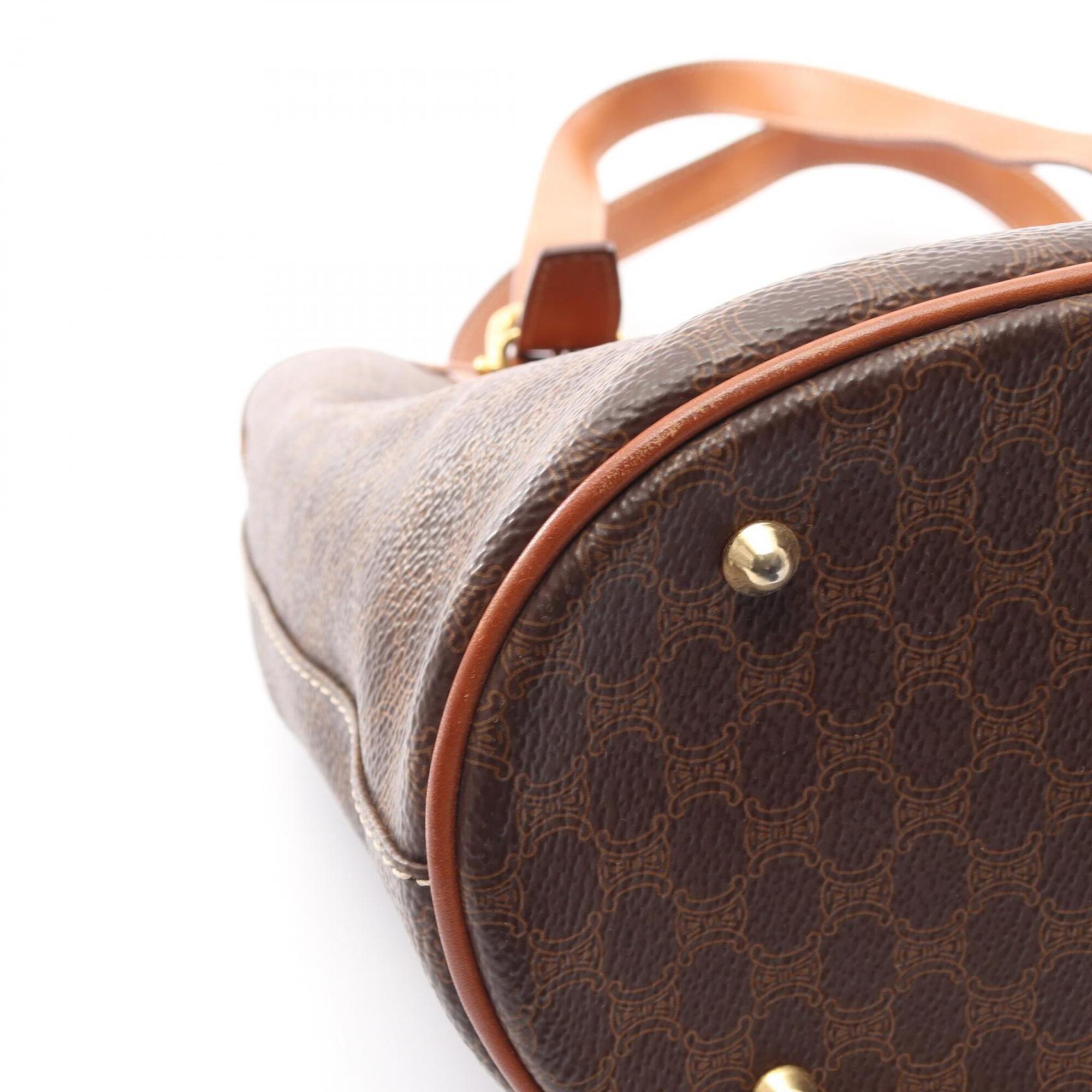 Celine Brown Coated Canvas Leather Handbag Tote Bag (Pre-Owned)