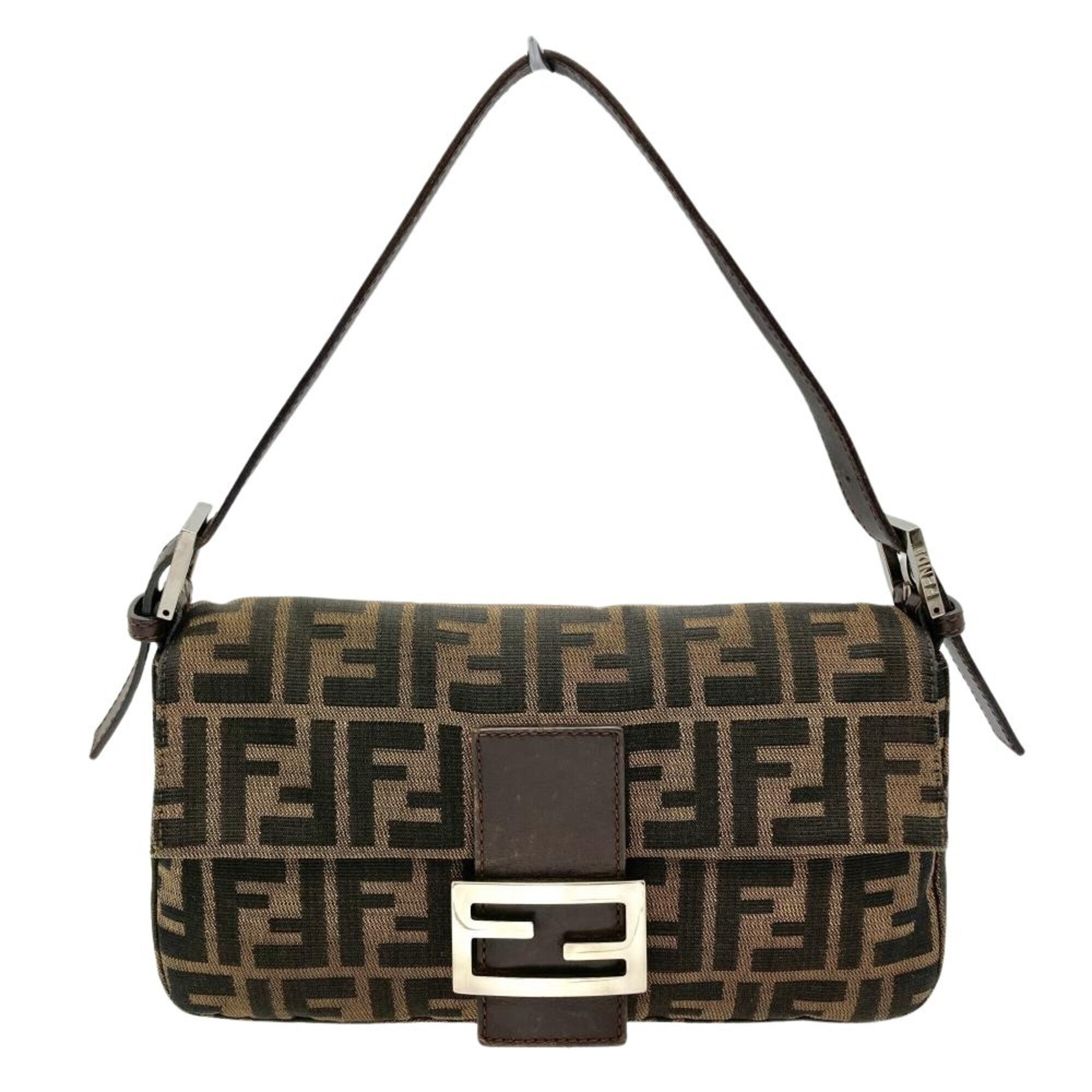 Fendi Zucca Brown Jacquard Leather Shoulder Bag (Pre-Owned)
