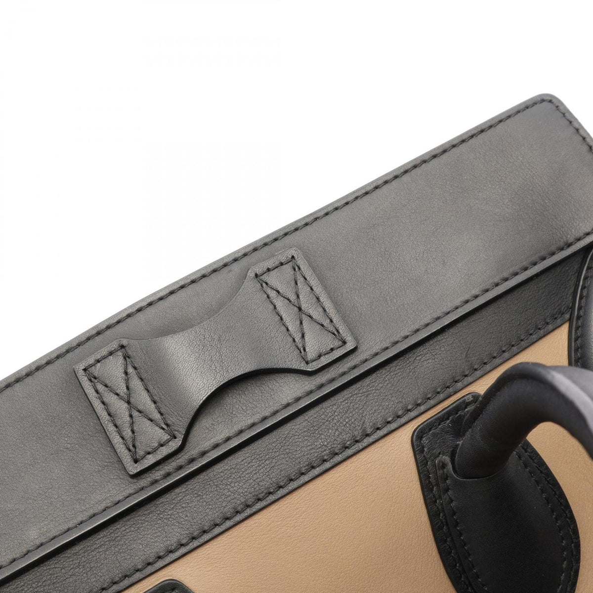 Celine Beige Black Blue Leather Suede Handbag (Pre-Owned)