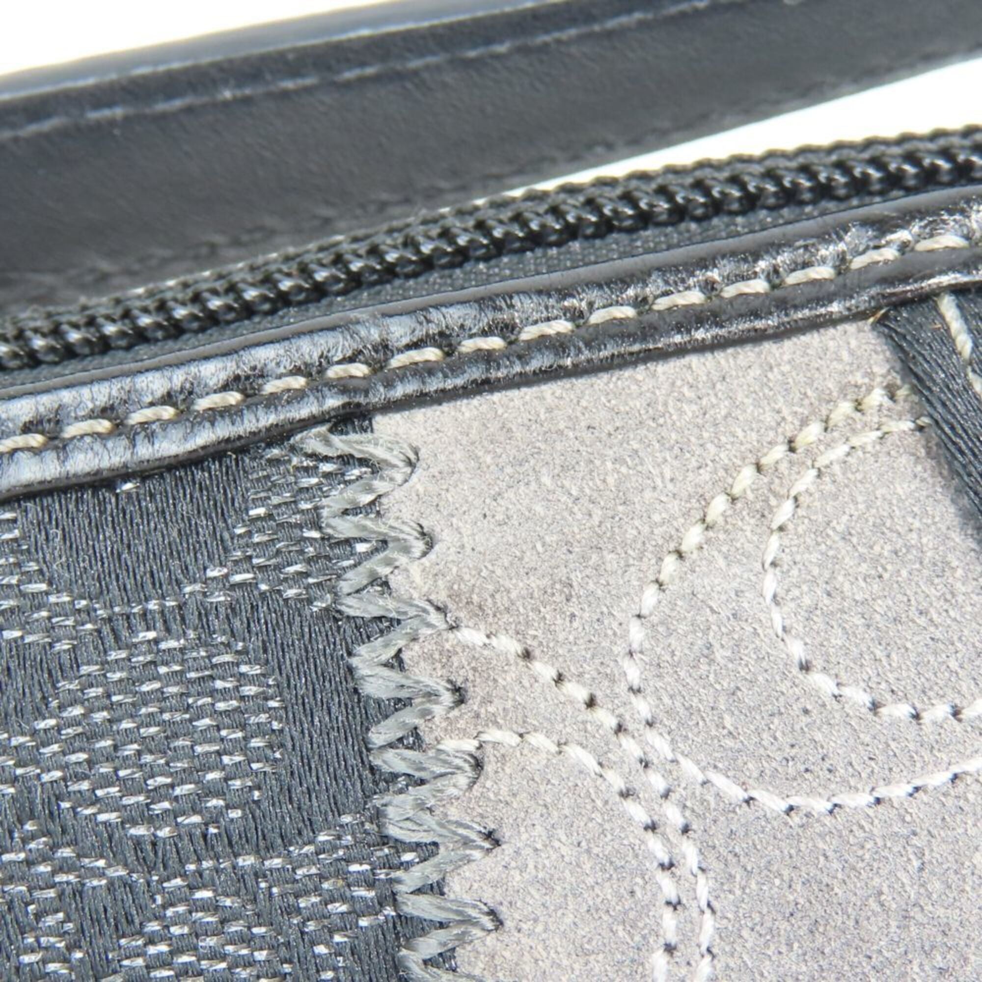Coach Black Gray Canvas Leather Handbag (Pre-Owned)