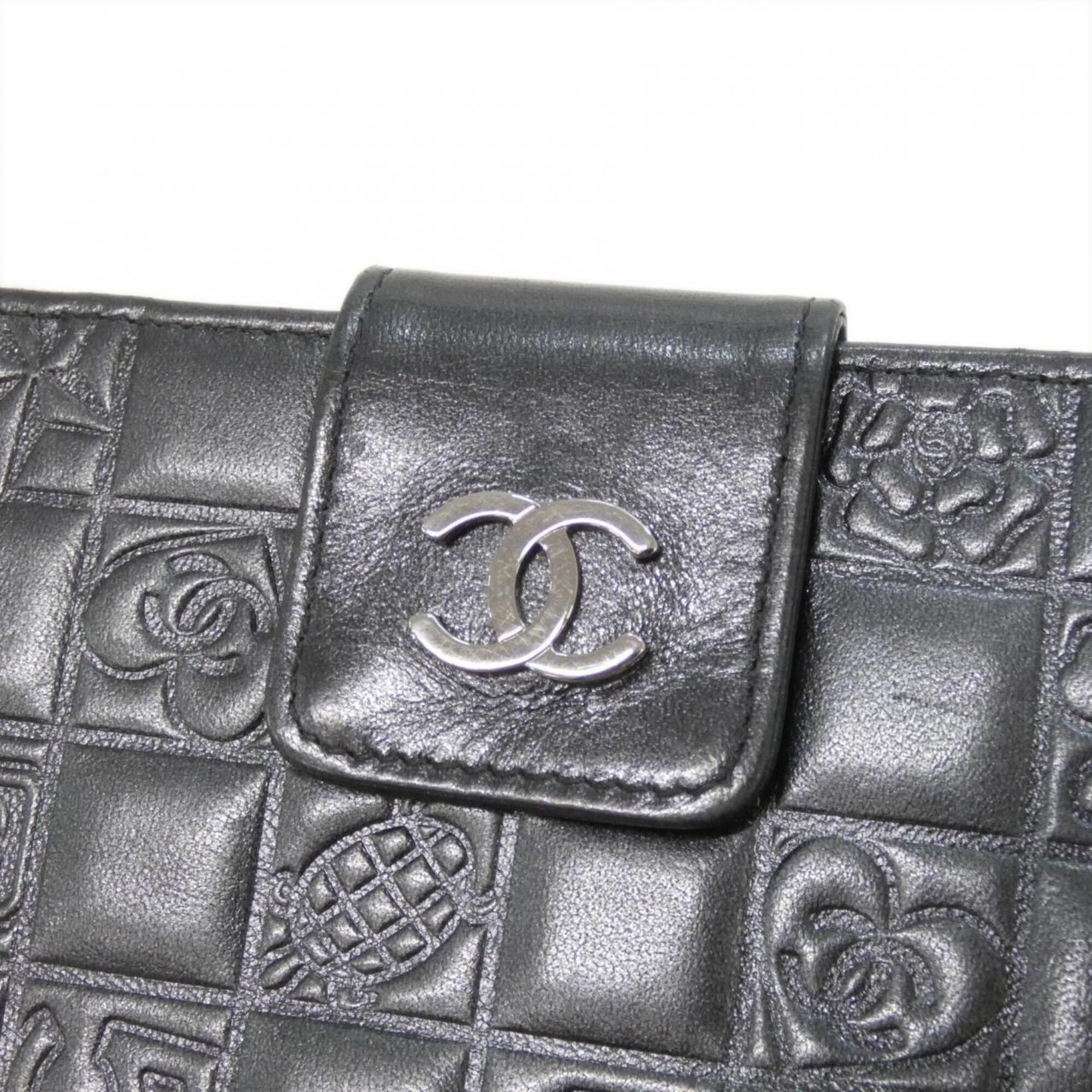 Chanel Black Leather Wallet (Bi-Fold) (Pre-Owned)