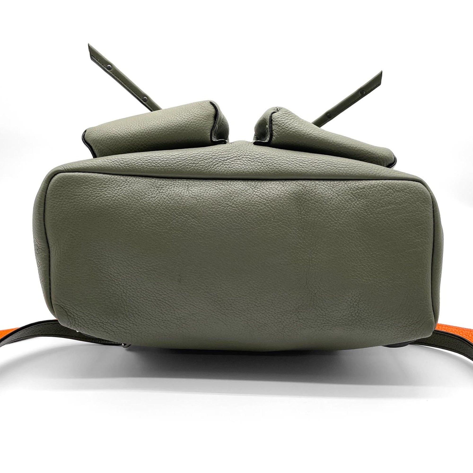 Coach Khaki Orange Leather Backpack (Pre-Owned)