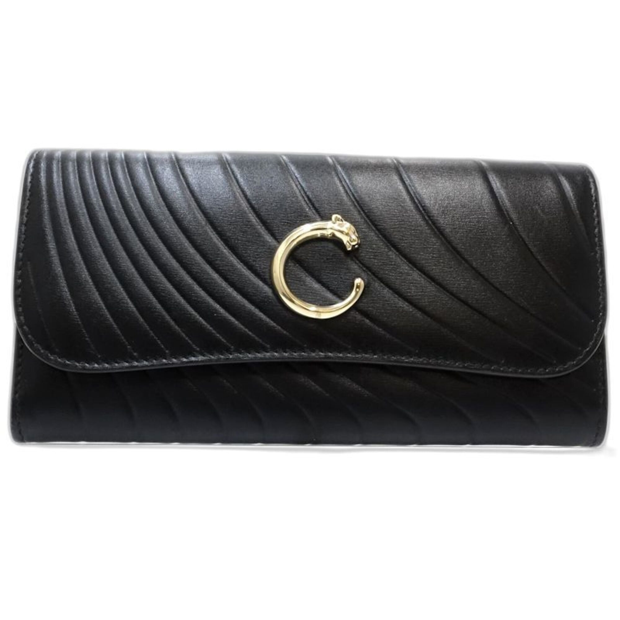 Cartier Black Leather Long Wallet (Bi-Fold) (Pre-Owned)
