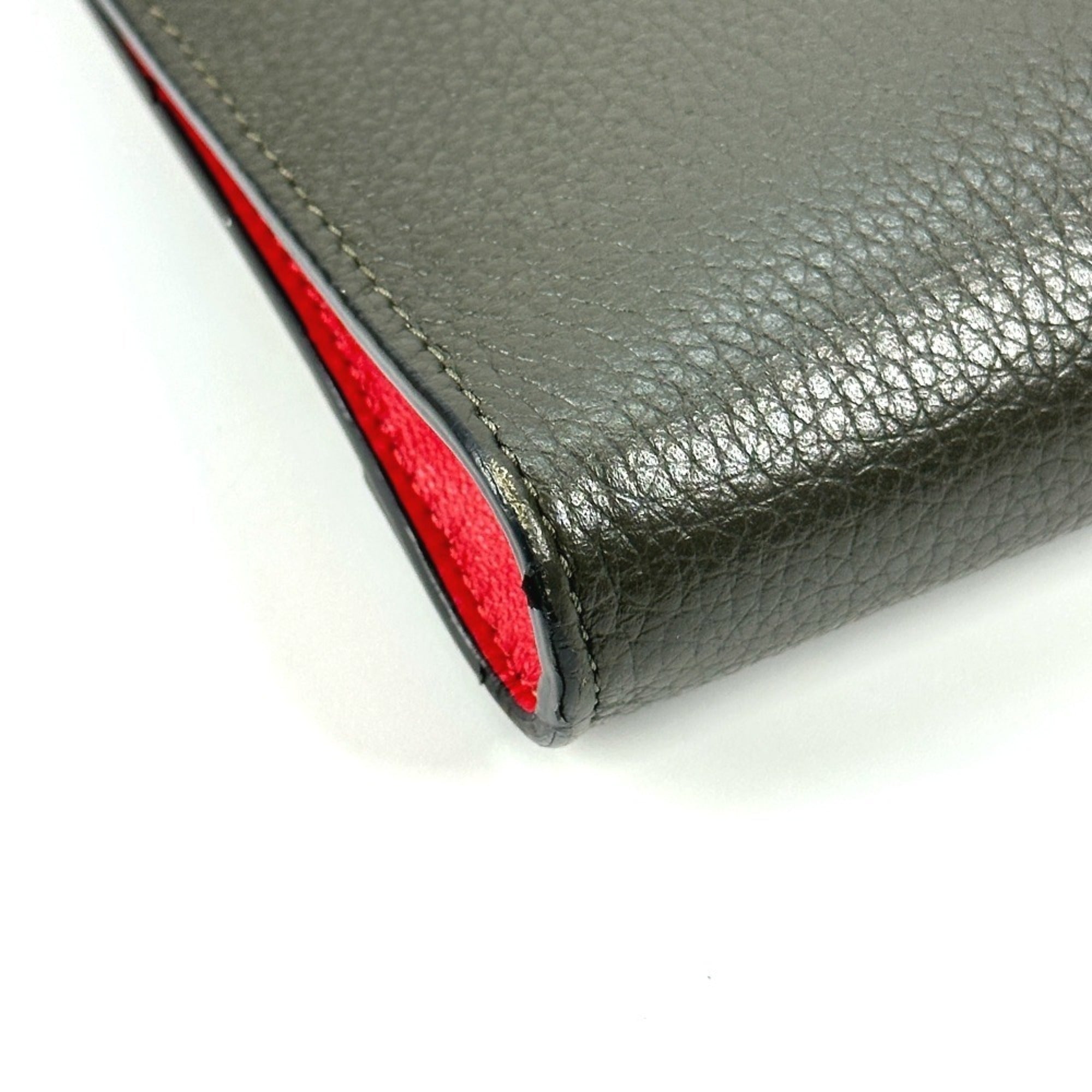 Christian Louboutin Khaki Leather Clutch Bag Shoulder Bag (Pre-Owned)