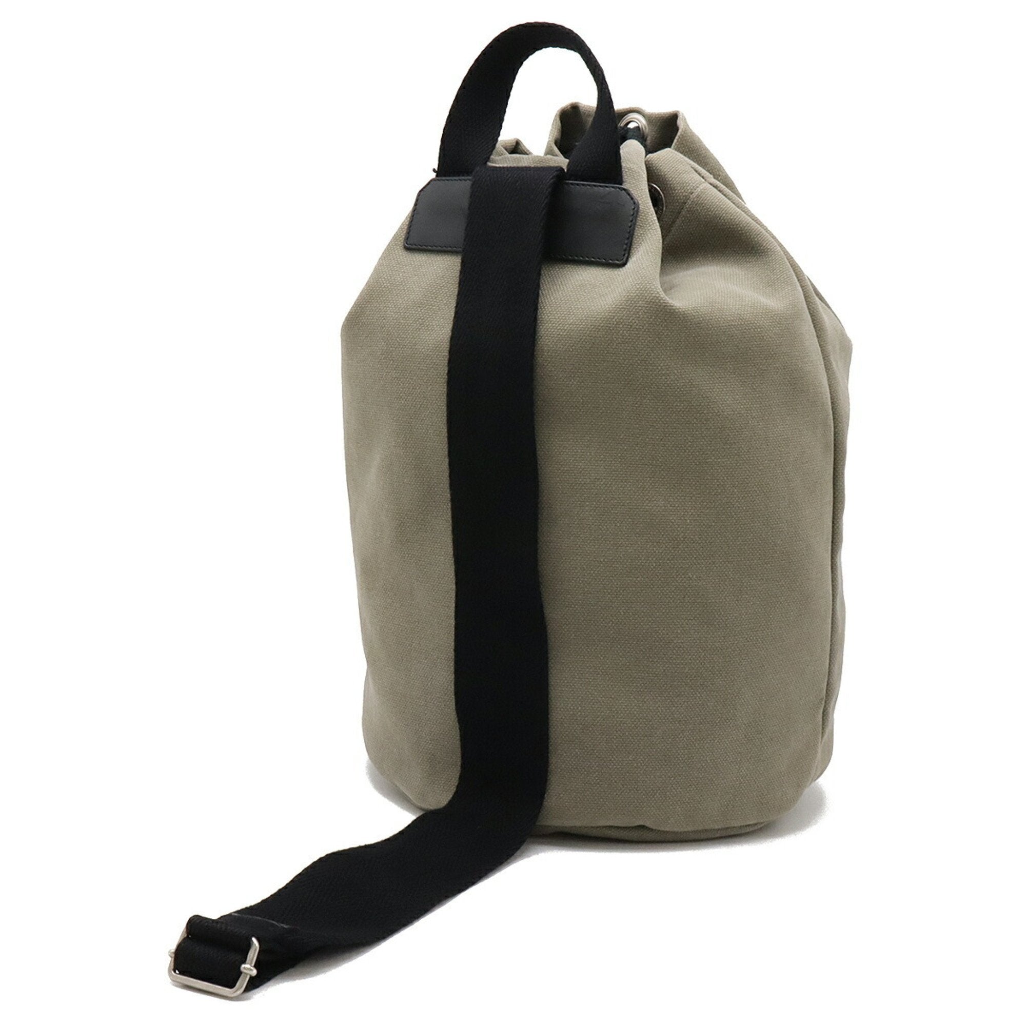 Yves Saint Laurent Black Khaki Canvas Leather Pouch Shoulder Bag (Pre-Owned)