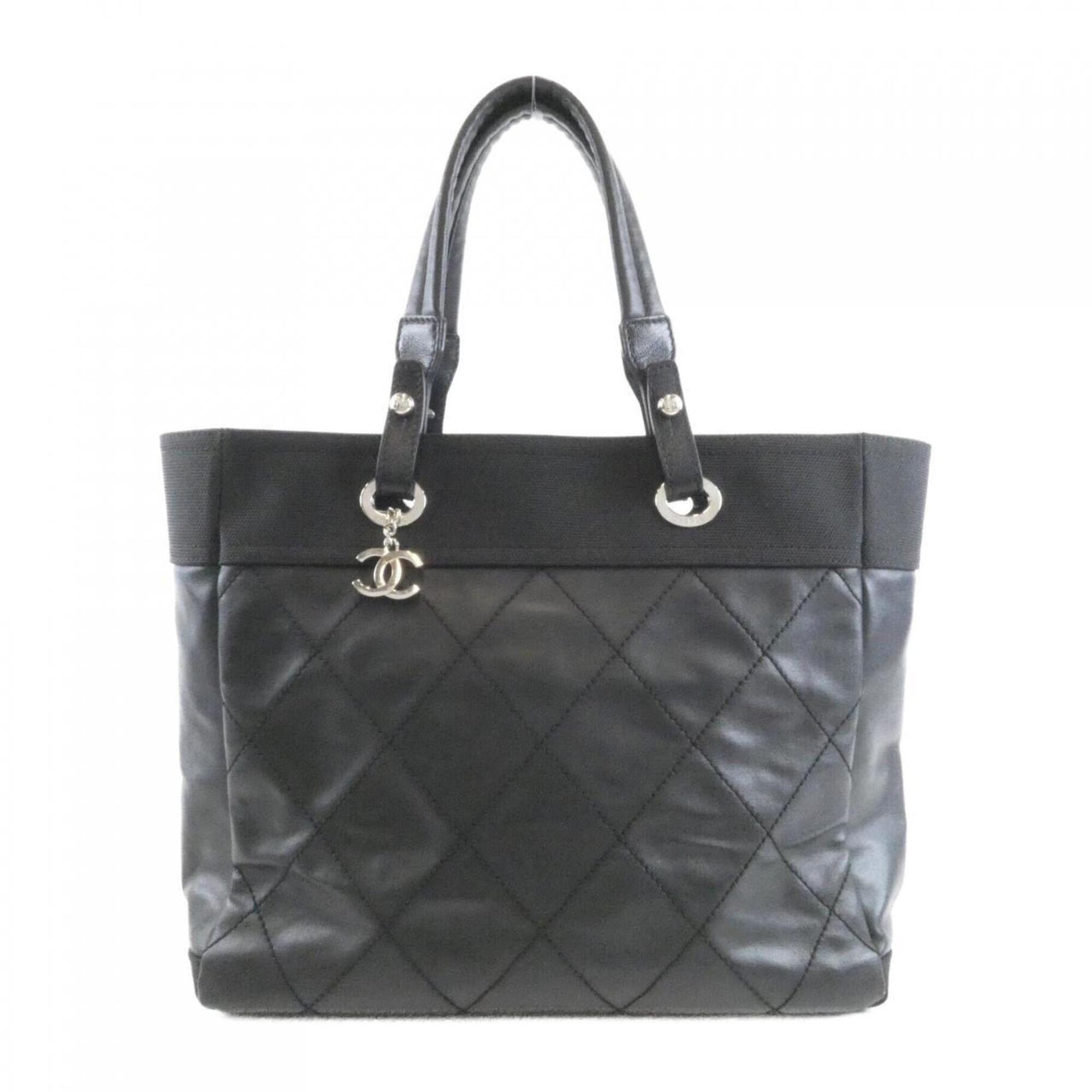 Chanel Black Canvas Handbag (Pre-Owned)