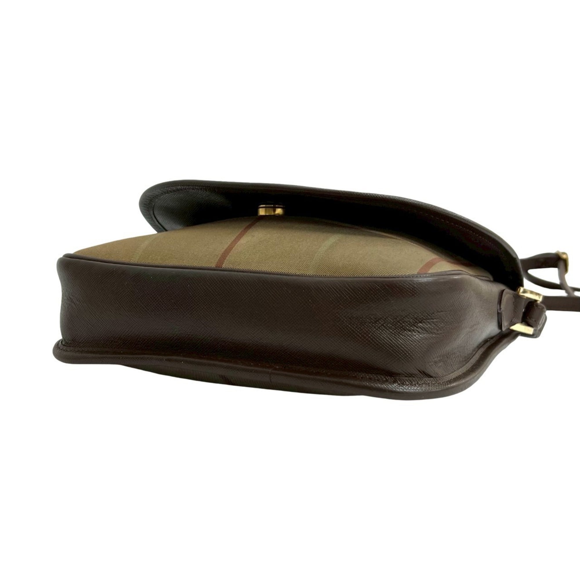 Burberry Brown Khaki Canvas Leather Shoulder Bag (Pre-Owned)
