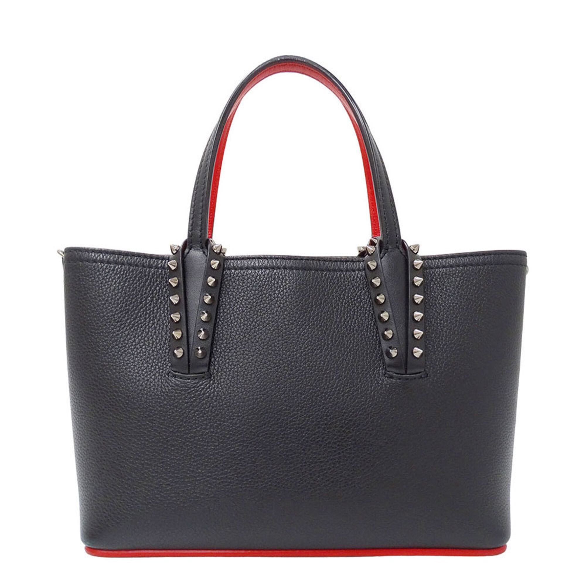 Christian Louboutin Black Red Color Leather Handbag Shoulder Bag (Pre-Owned)