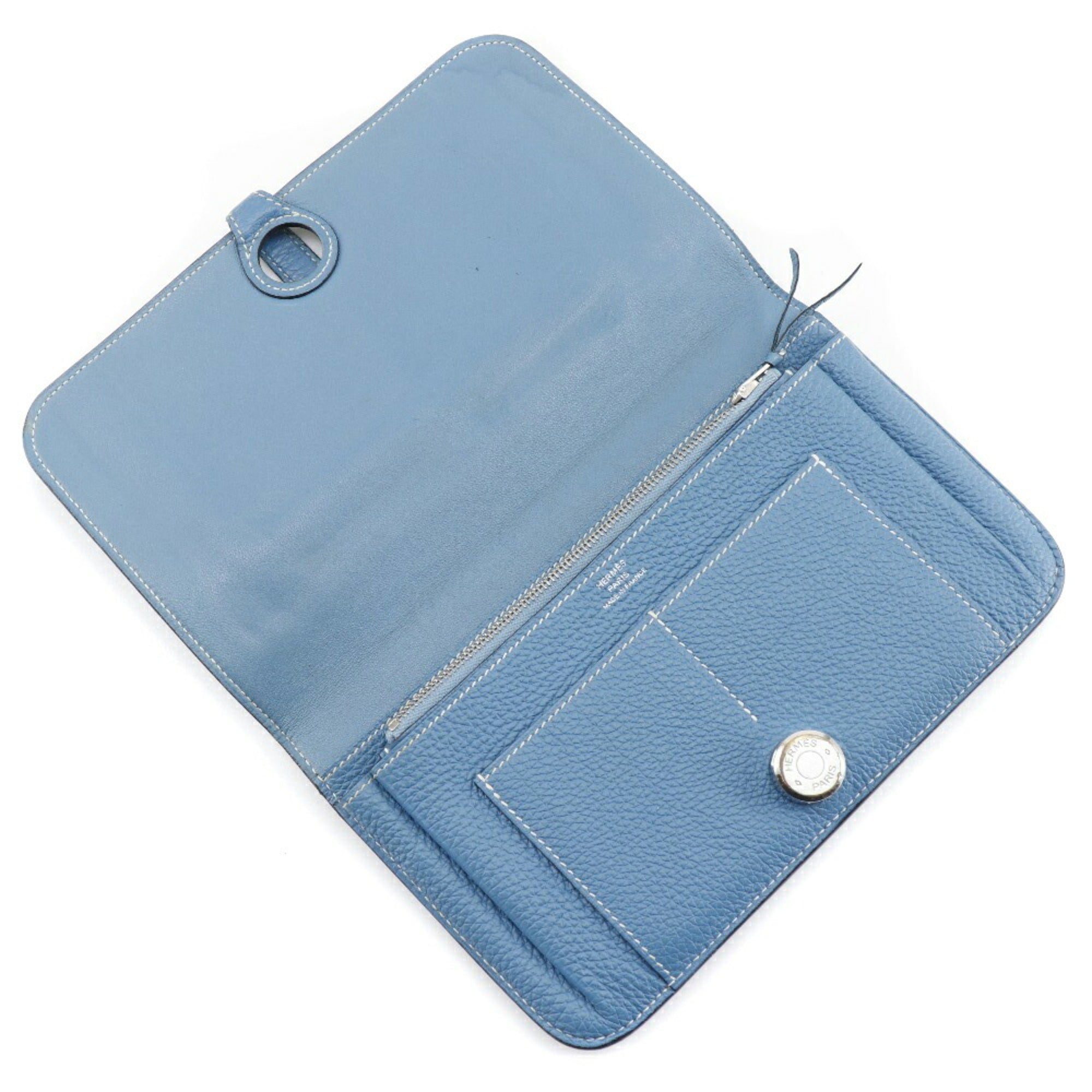 Hermes Dogon Blue Togo Leather Long Wallet (Bi-Fold) (Pre-Owned)