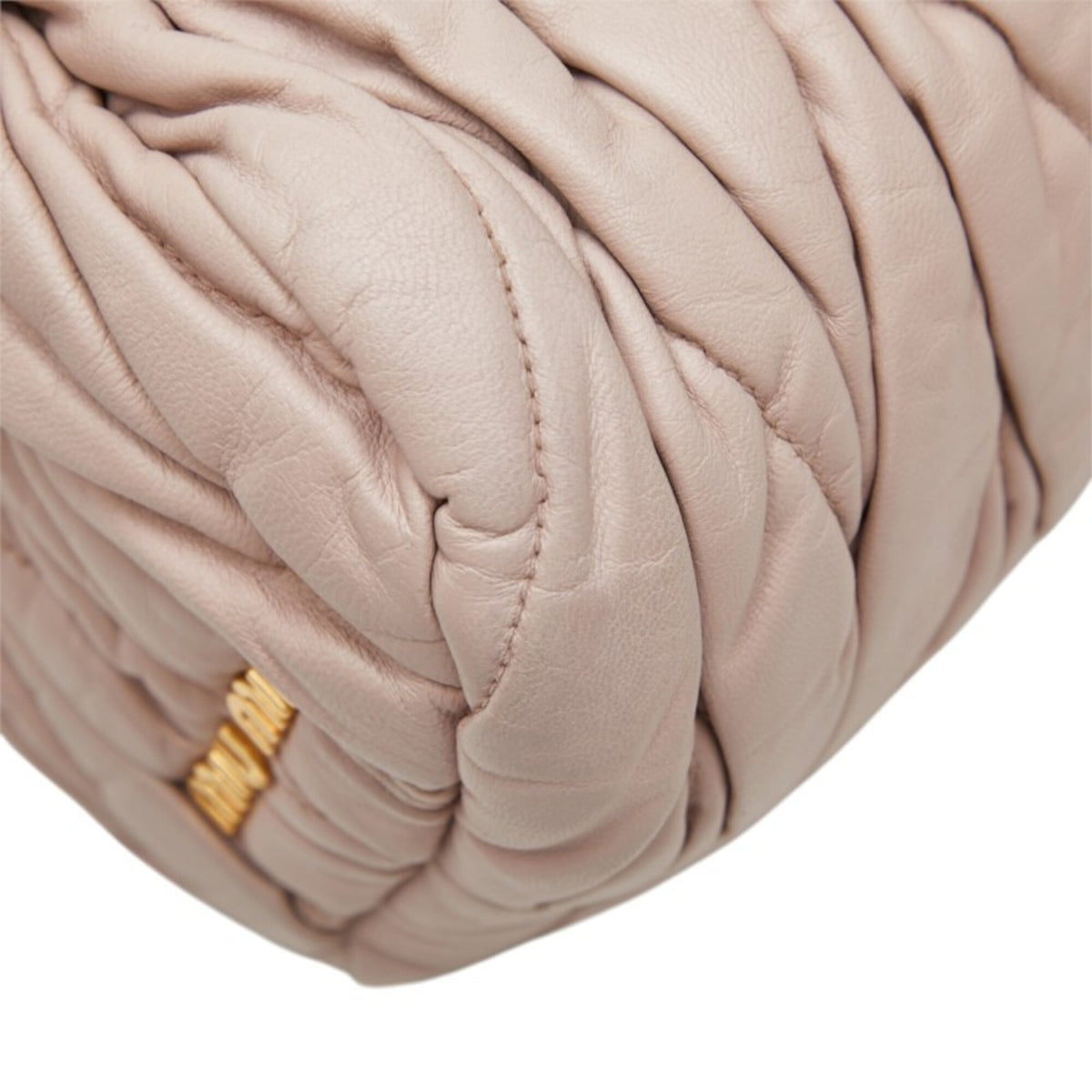 Miu Miu Matelasse Pink Beige Red Color Leather Shoulder Bag (Pre-Owned)