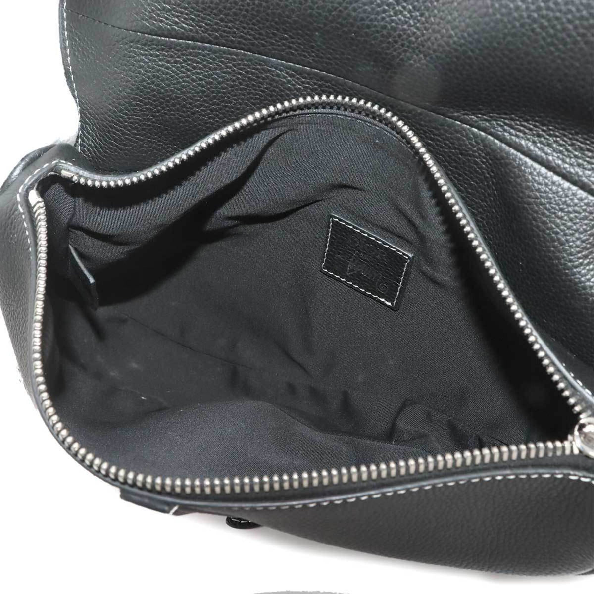 Christian Dior Black Leather Handbag Saddle Bag Shoulder Bag (Pre-Owned)