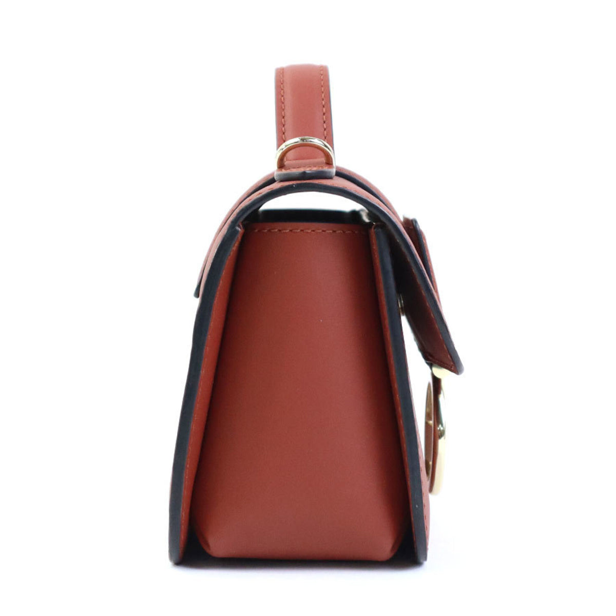 Longchamp Red Brown Leather Shoulder Bag (Pre-Owned)