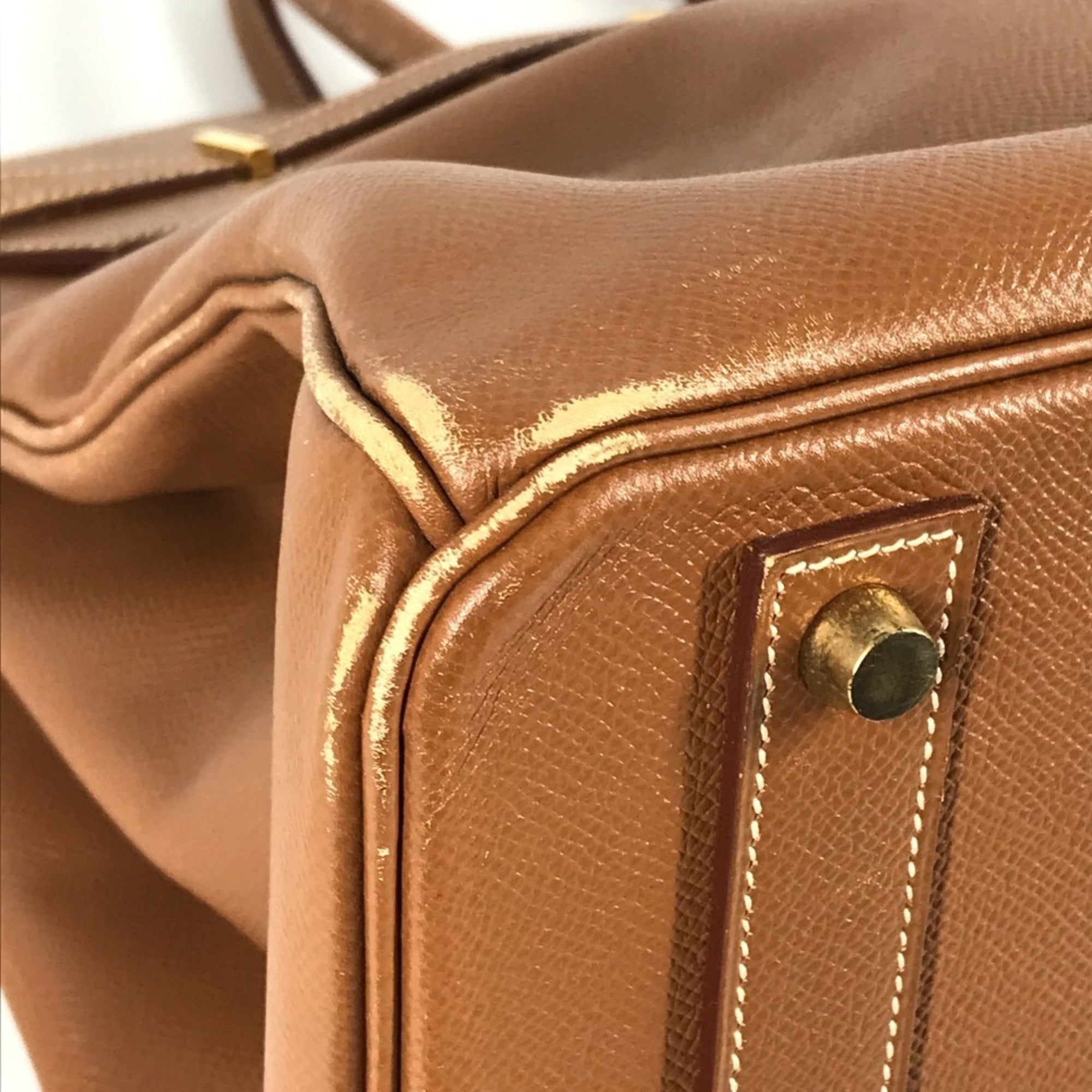 Hermes Birkin Brown Gold Brown Epsom Leather Handbag Tote Bag (Pre-Owned)