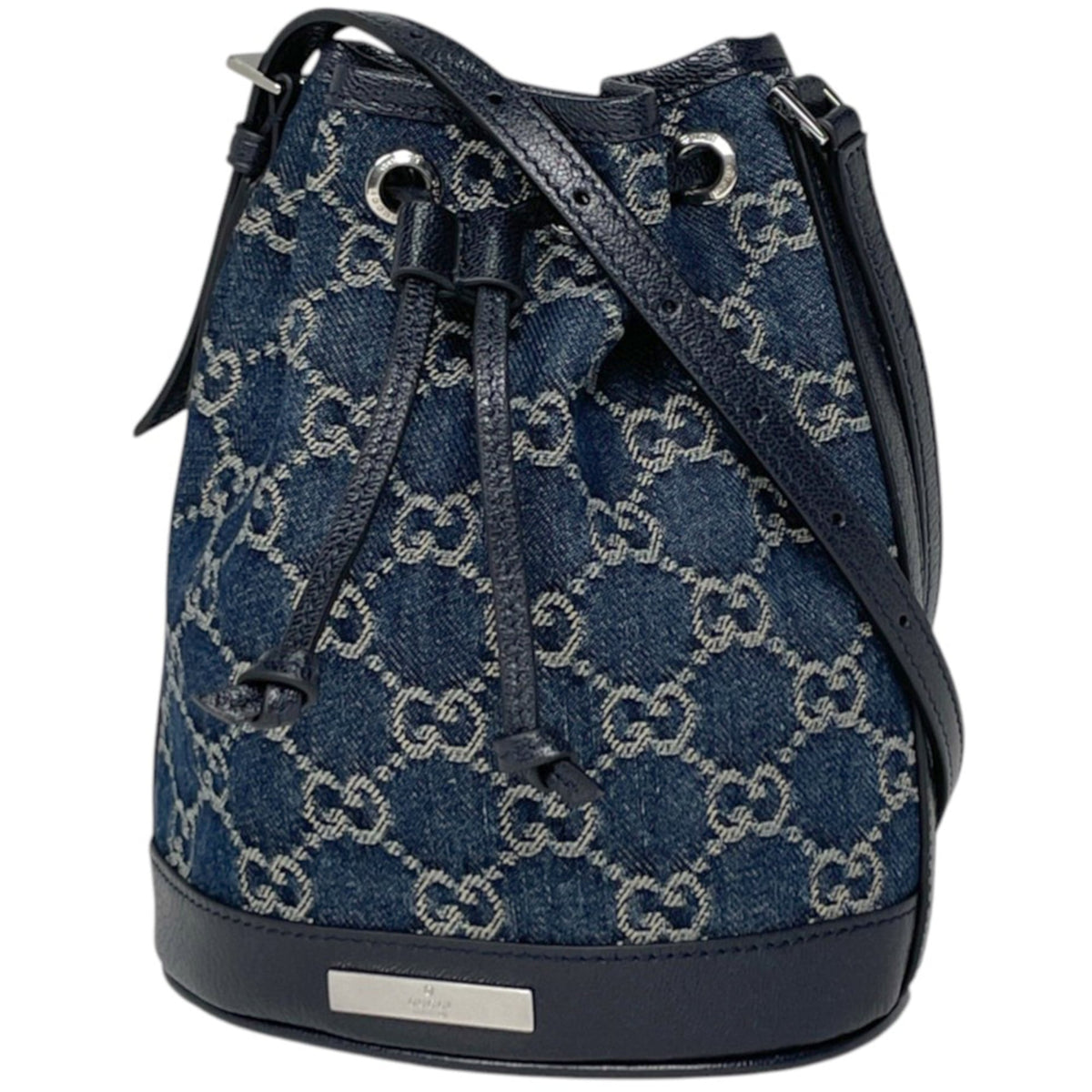 Gucci Dark Blue Denim Leather Shoulder Bag (Pre-Owned)