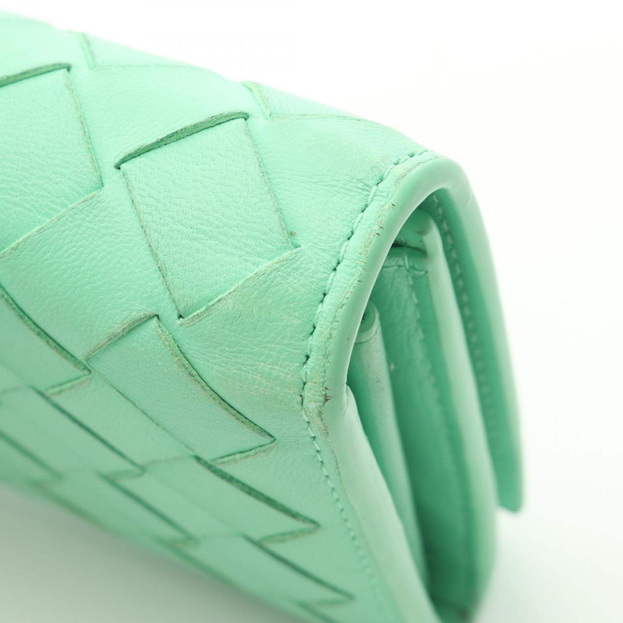 Bottega Veneta Green Leather Long Wallet (Bi-Fold) (Pre-Owned)