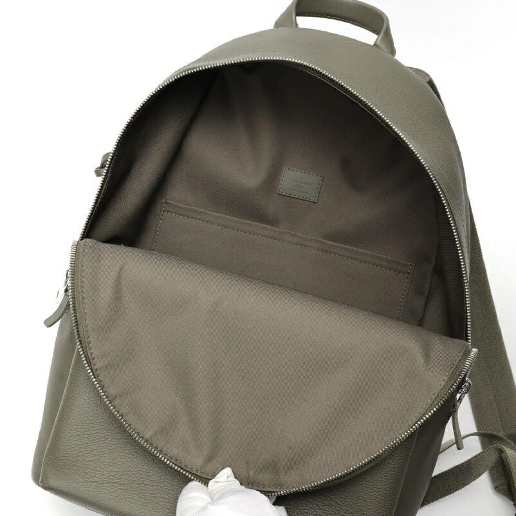Louis Vuitton Khaki Leather Backpack (Pre-Owned)