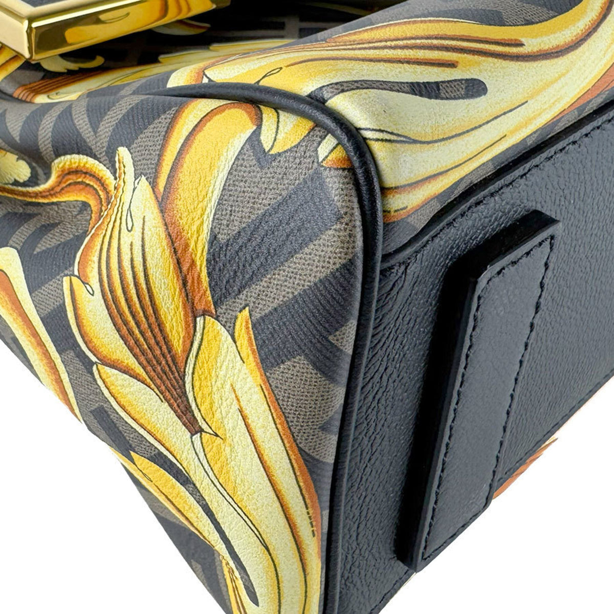 Versace Black Brown Gold Pvc Leather Handbag Shoulder Bag (Pre-Owned)