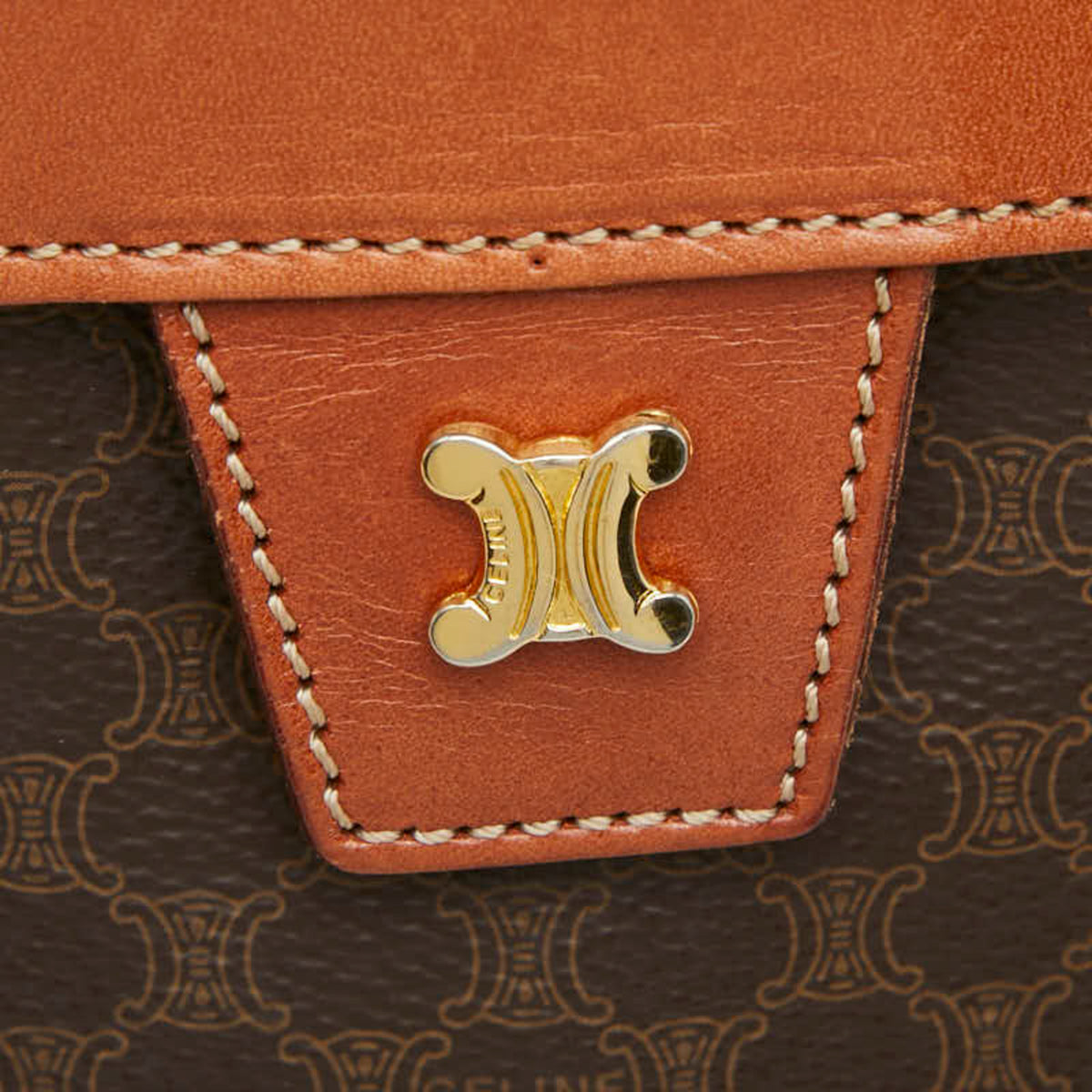 Celine Brown Pvc Shoulder Bag Vanity Bag (Pre-Owned)