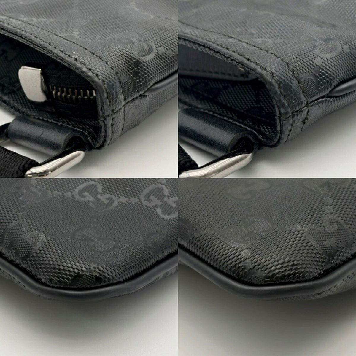 Gucci Black Pvc Coated Canvas Leather Shoulder Bag (Pre-Owned)