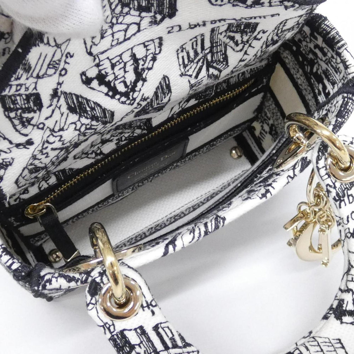 Christian Dior Black White Canvas Handbag (Pre-Owned)