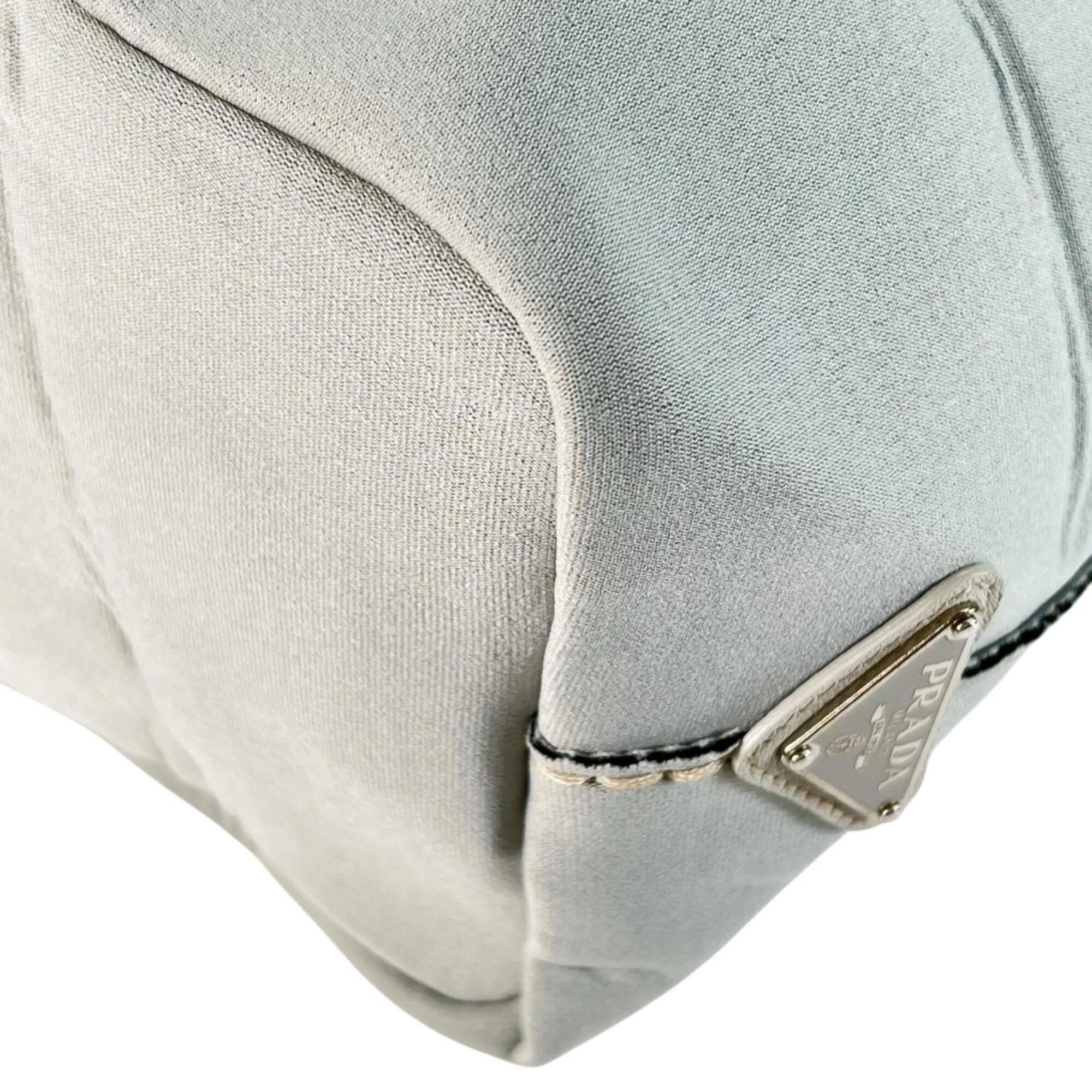 Prada Gray Leather Neoprene Tote Bag (Pre-Owned)